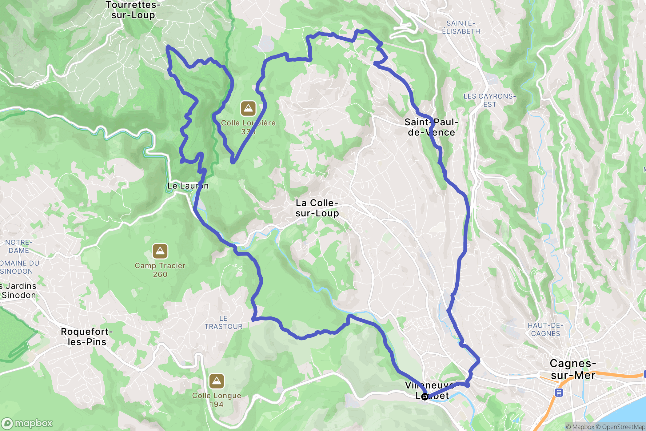 Villeneuve-Loubet : carte du parcours de randonnée - France