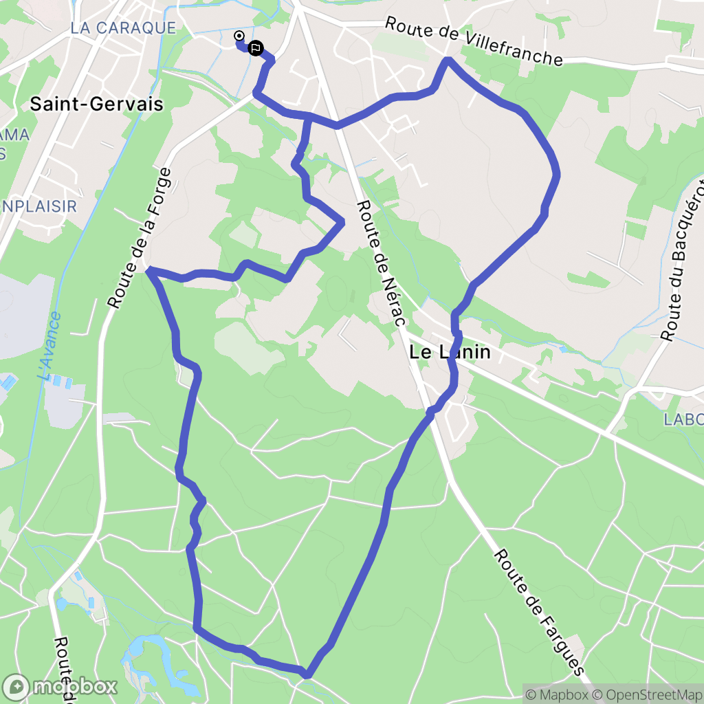 Casteljaloux : carte du parcours de randonnée - France
