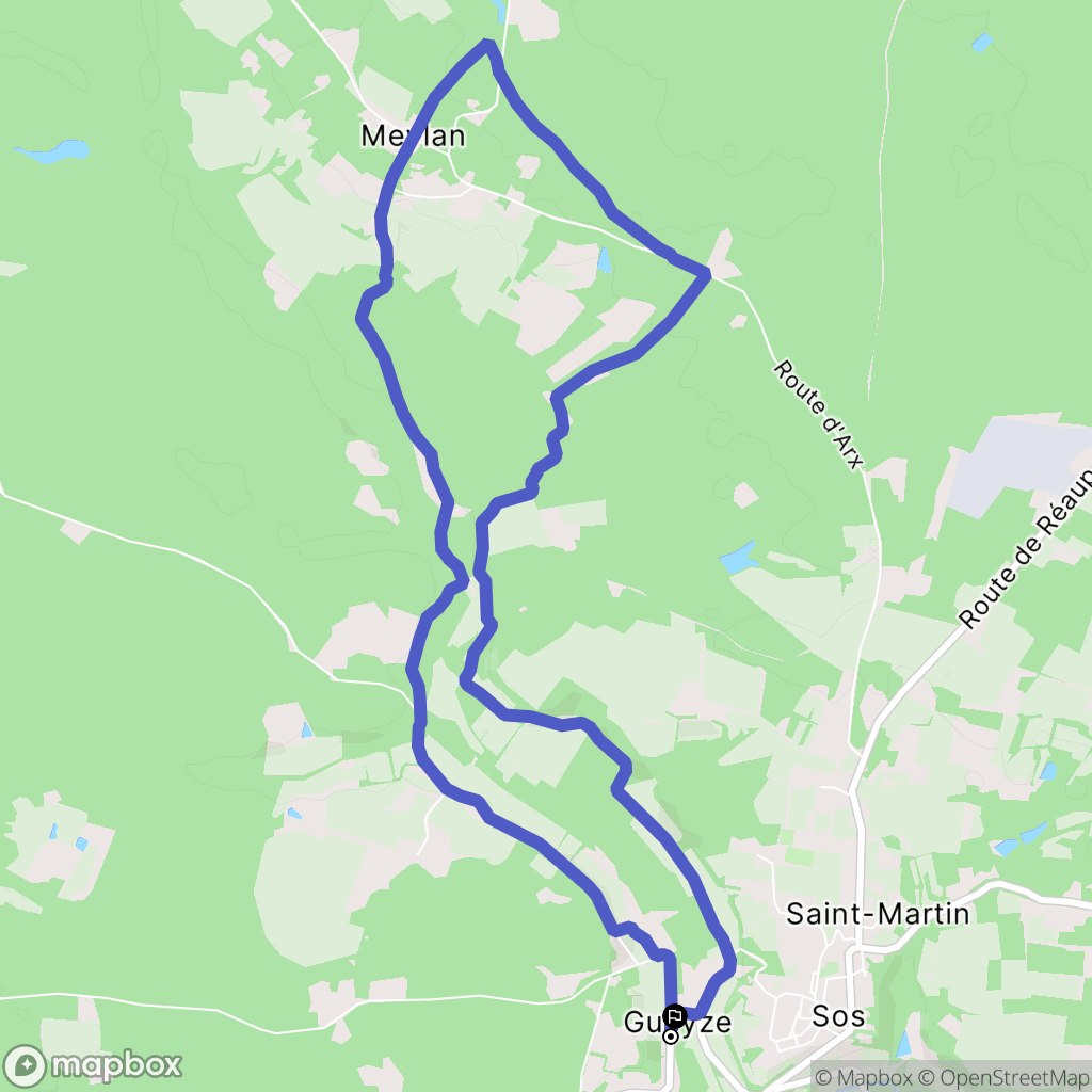 Gueyze : carte du parcours de randonnée - France