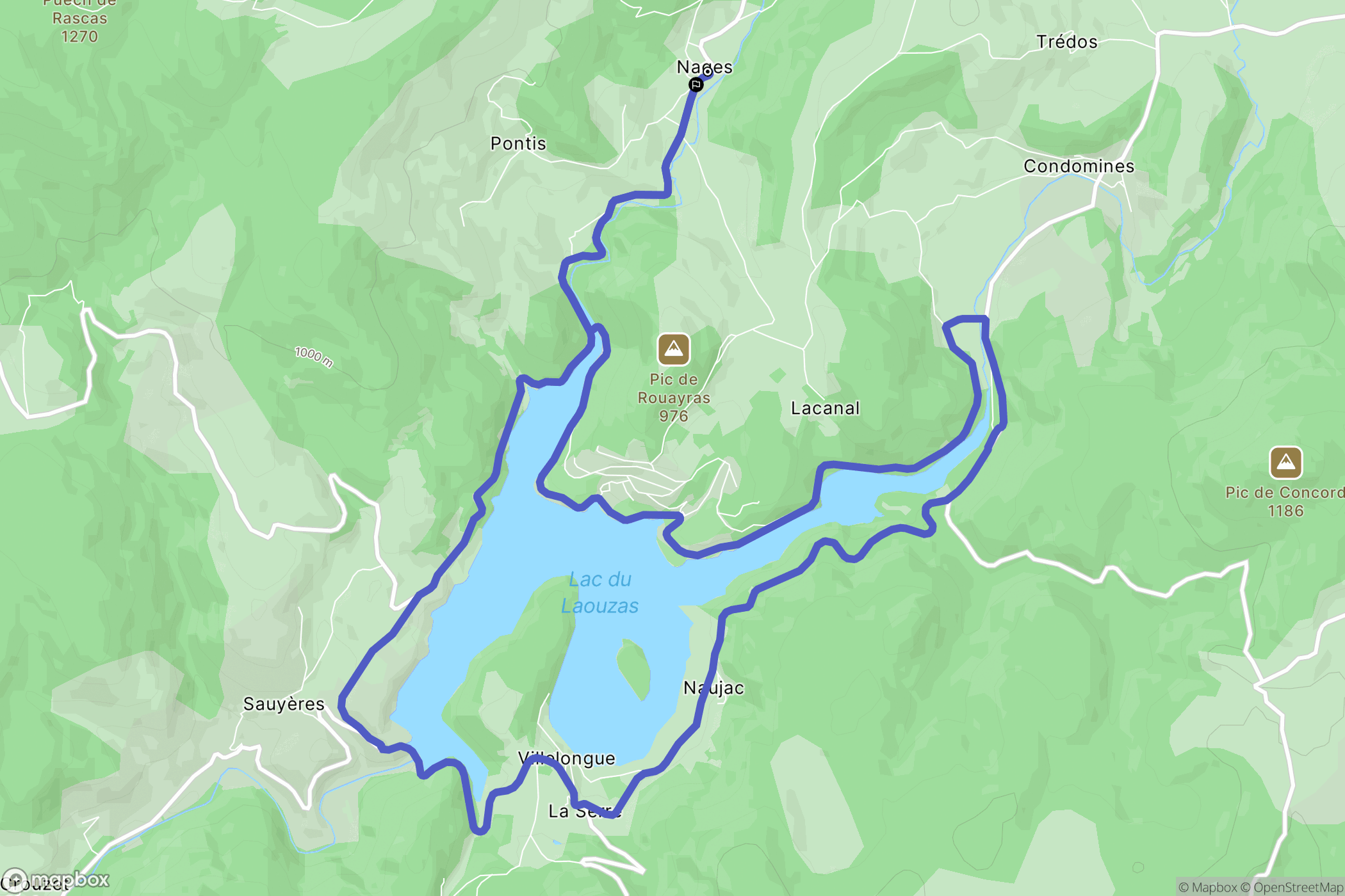 Nages : carte du parcours de randonnée - France