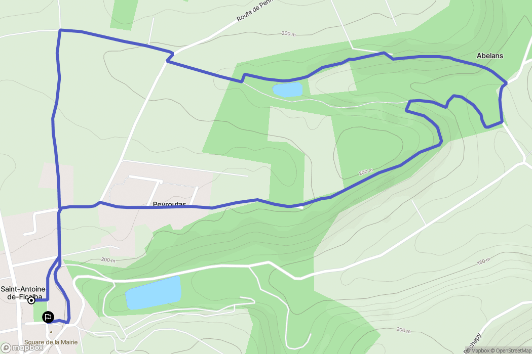 Saint-Antoine-de-Ficalba : carte du parcours de randonnée - France