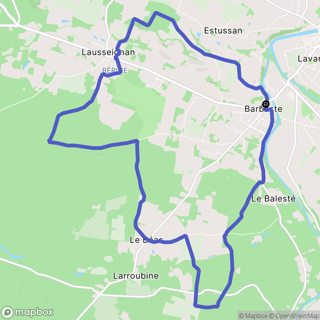 Barbaste : carte du parcours de randonnée - France