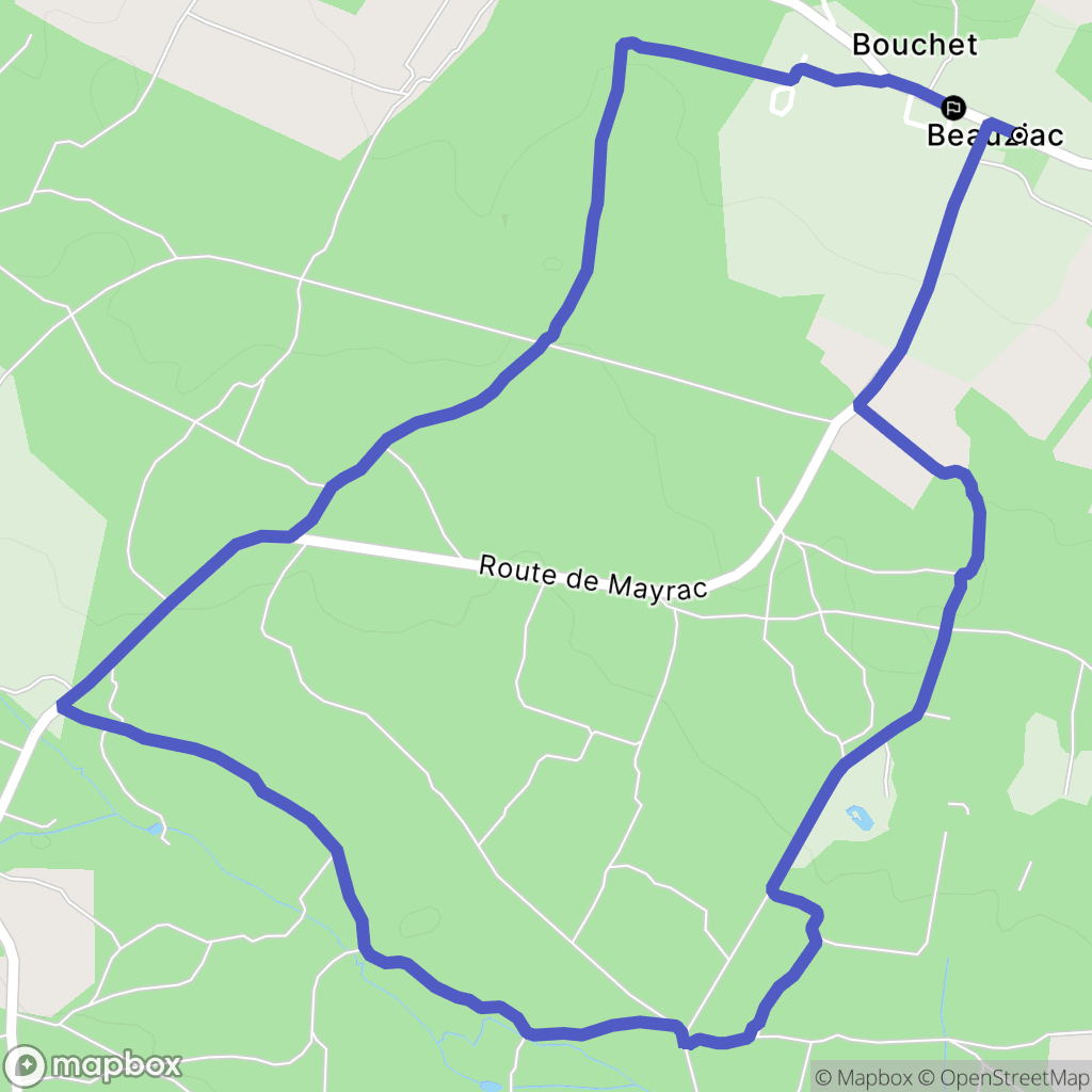 Beauziac : carte du parcours de randonnée - France