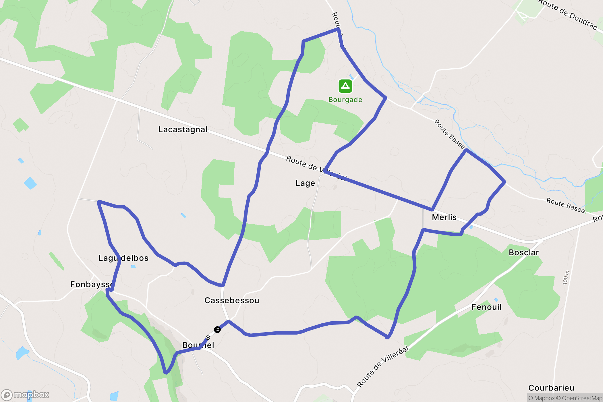 Bournel : carte du parcours de randonnée - France