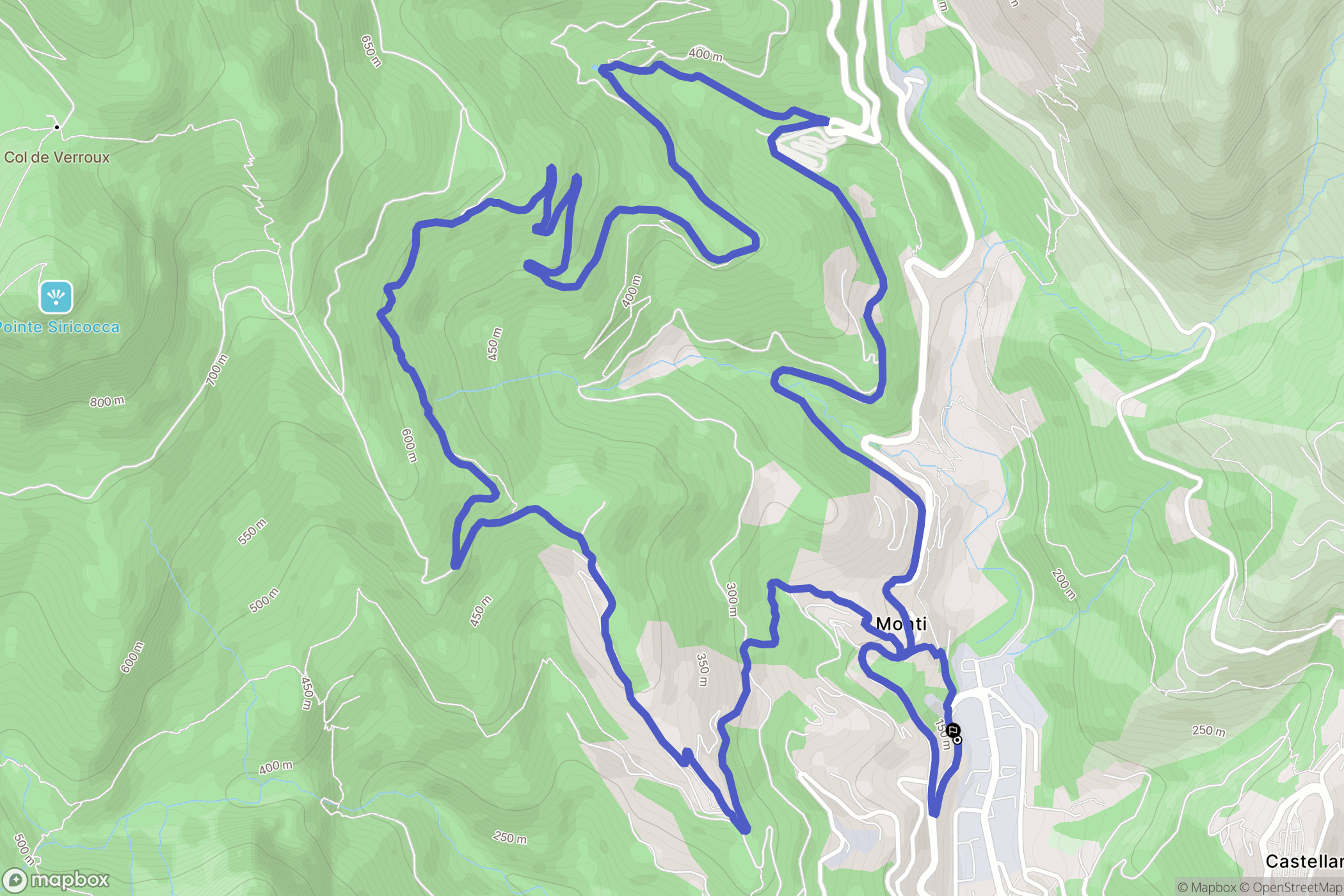 Menton : carte du parcours de randonnée - France