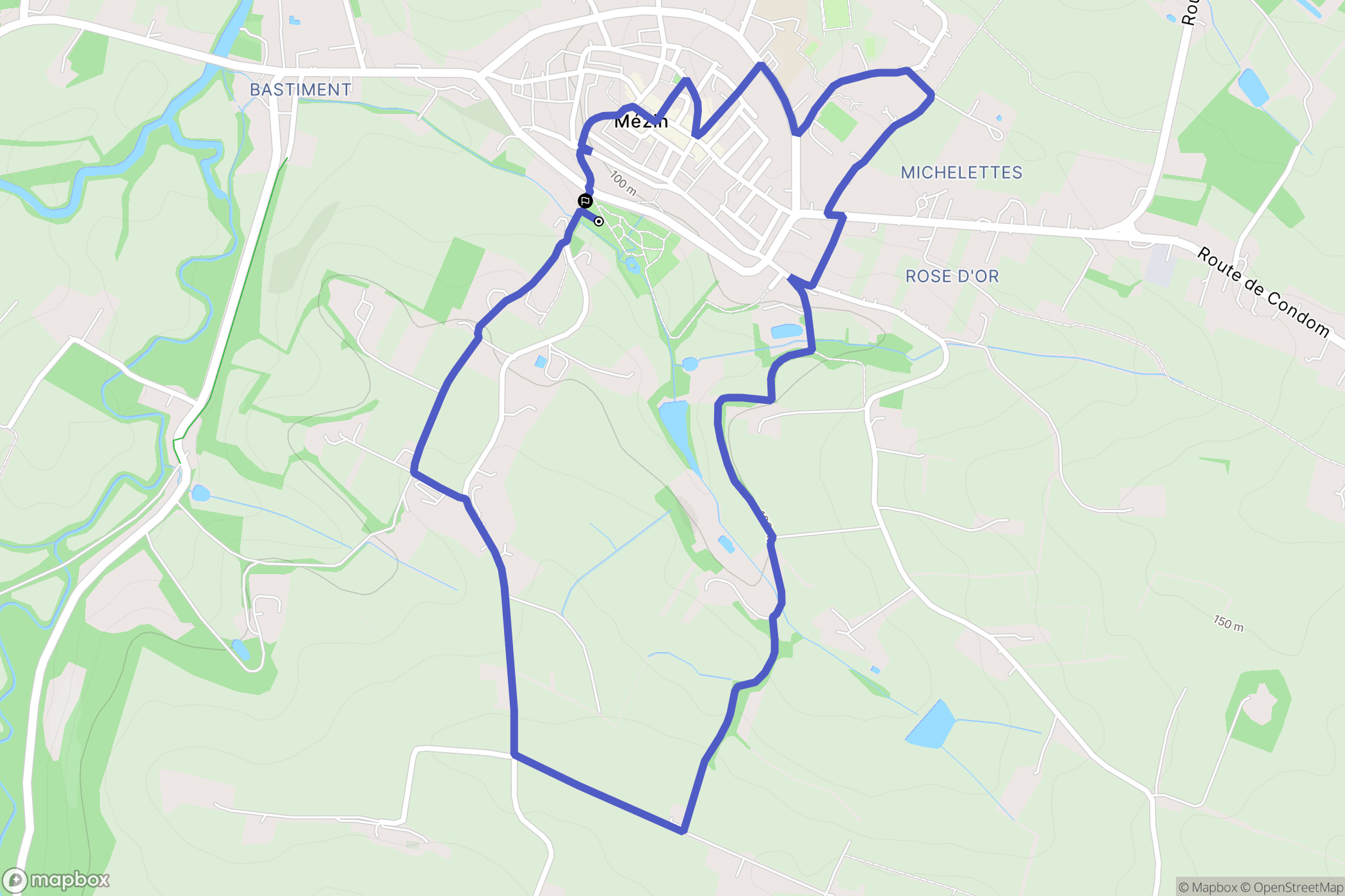 Mézin : carte du parcours de randonnée - France