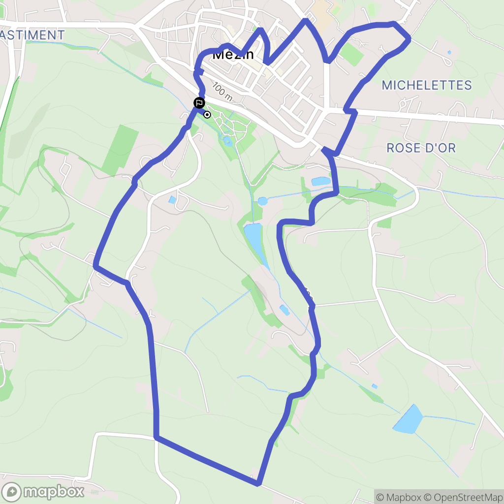 Mézin : carte du parcours de randonnée - France
