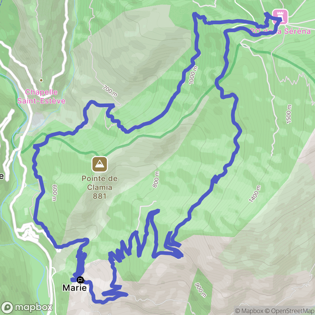 Marie : carte du parcours de randonnée - France