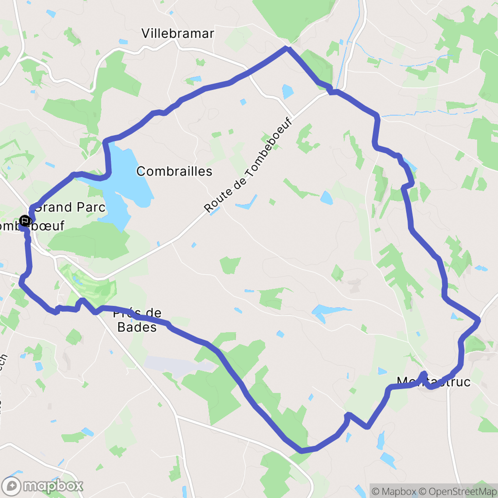 Tombebœuf : carte du parcours de randonnée - France