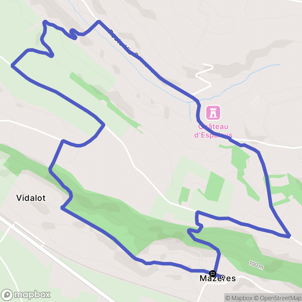 Mazères : carte du parcours de randonnée - France