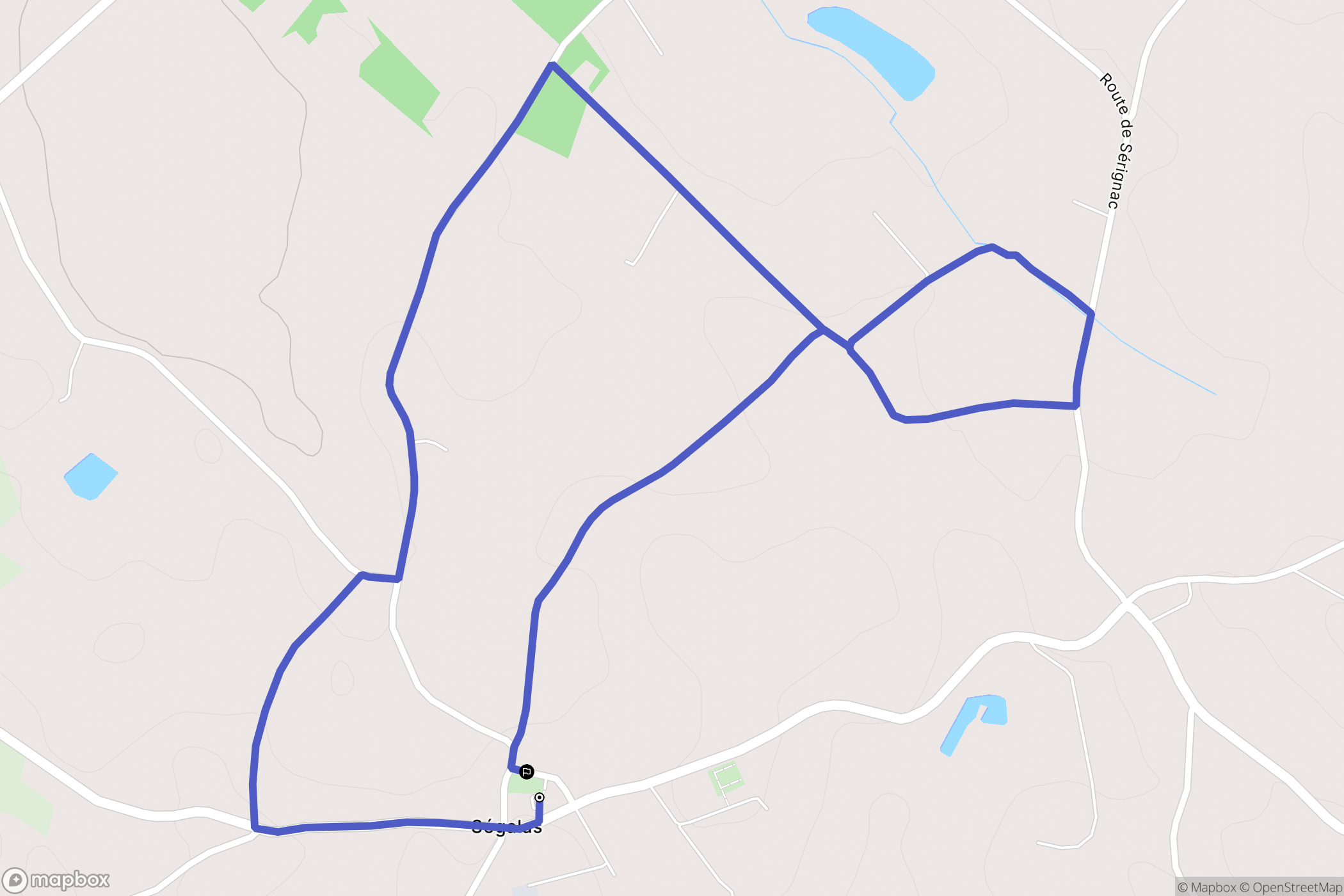 Ségalas : carte du parcours de randonnée - France