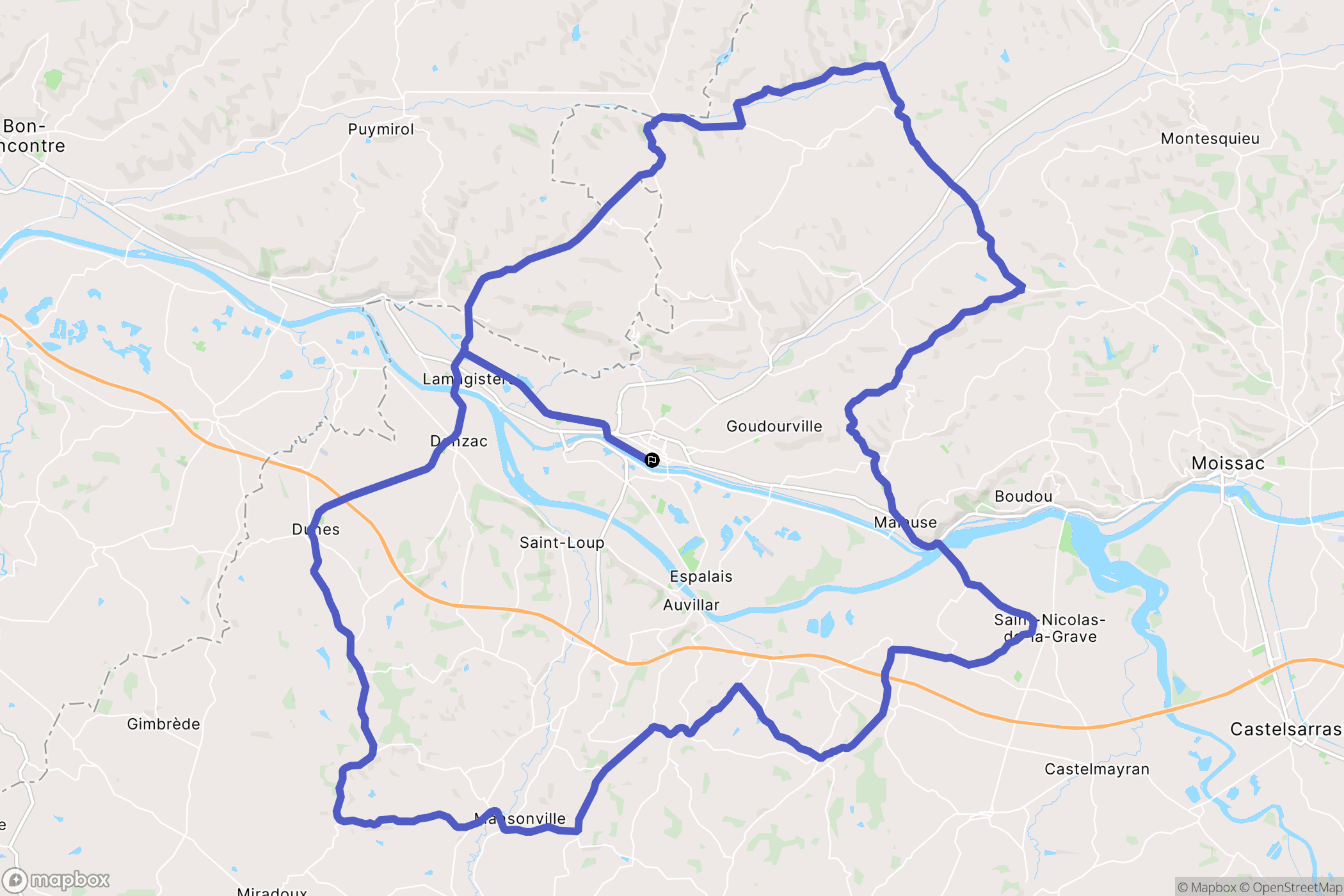 Valence-d'Agen : carte du parcours de randonnée - France