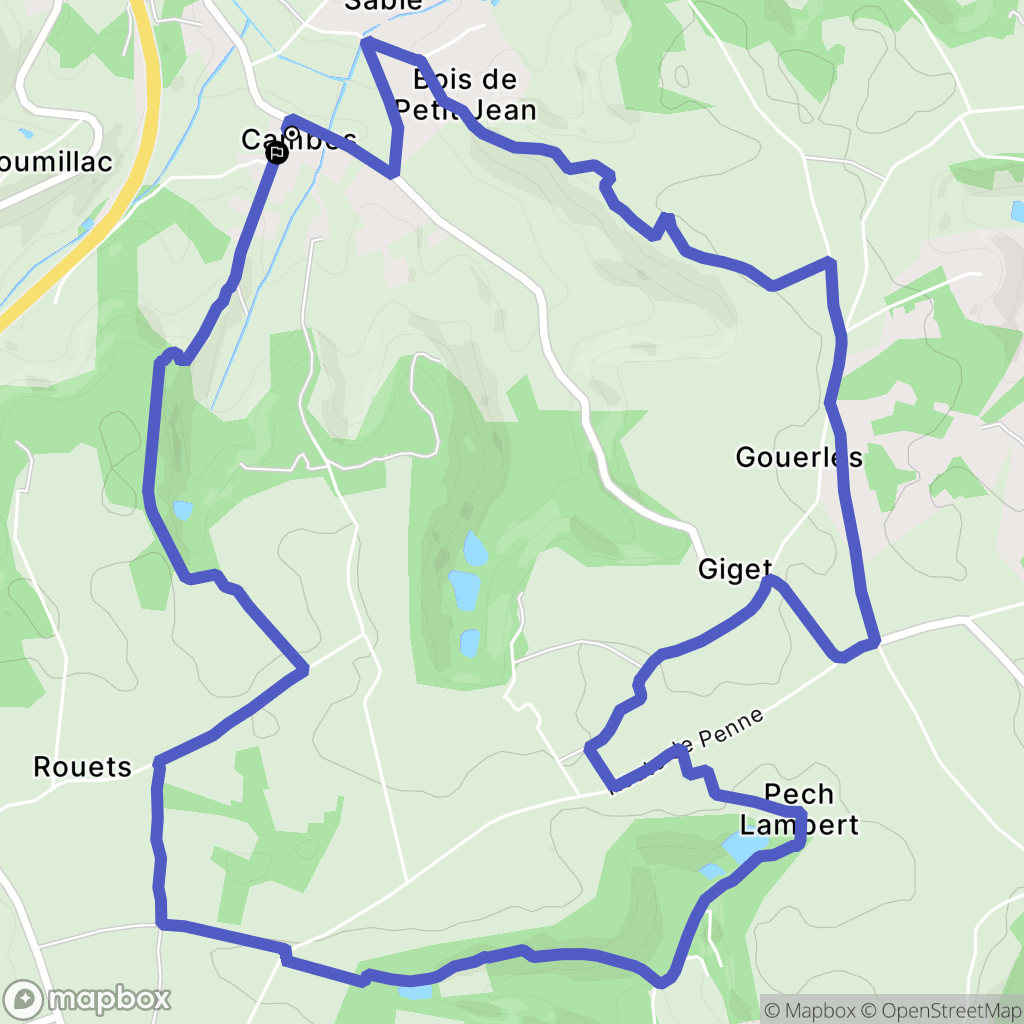 Cambes : carte du parcours de randonnée - France