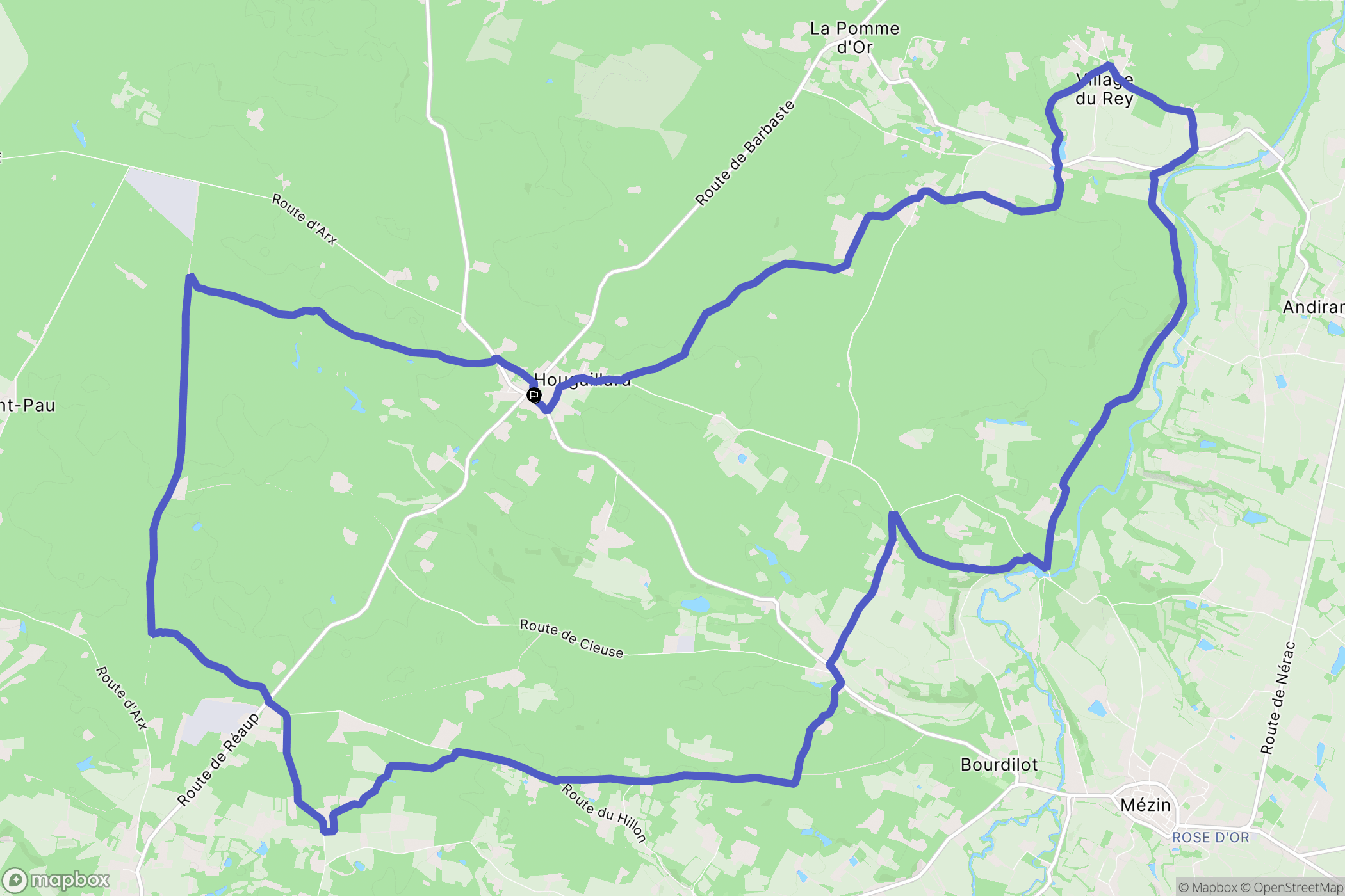 Réaup : carte du parcours de randonnée - France