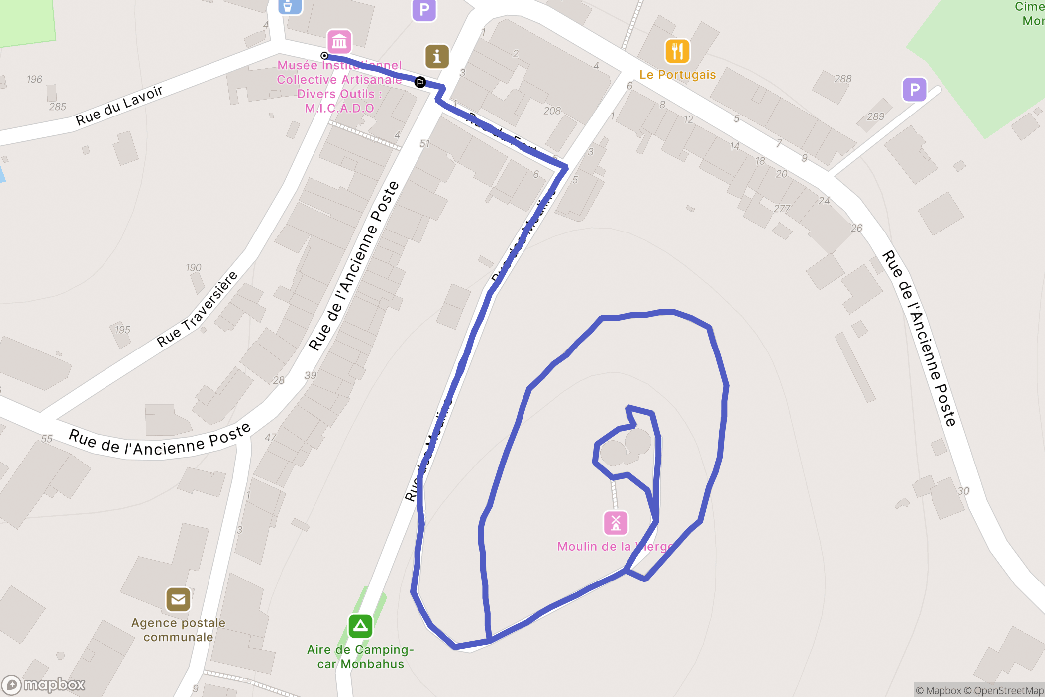 Monbahus : carte du parcours de randonnée - France