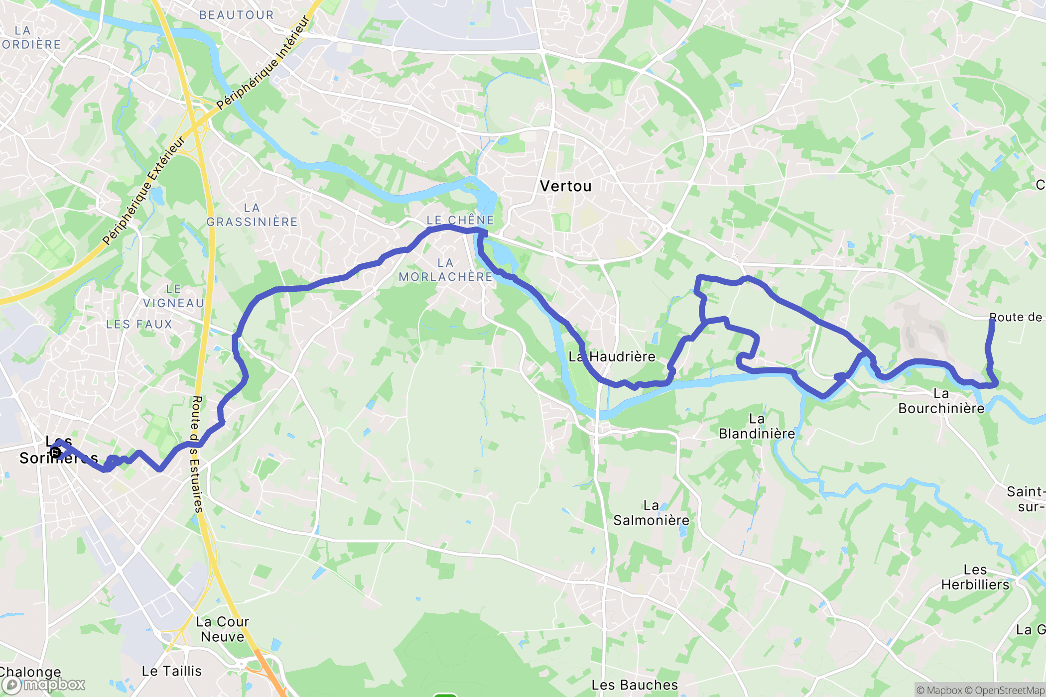 Les Sorinières : carte du parcours de randonnée - France