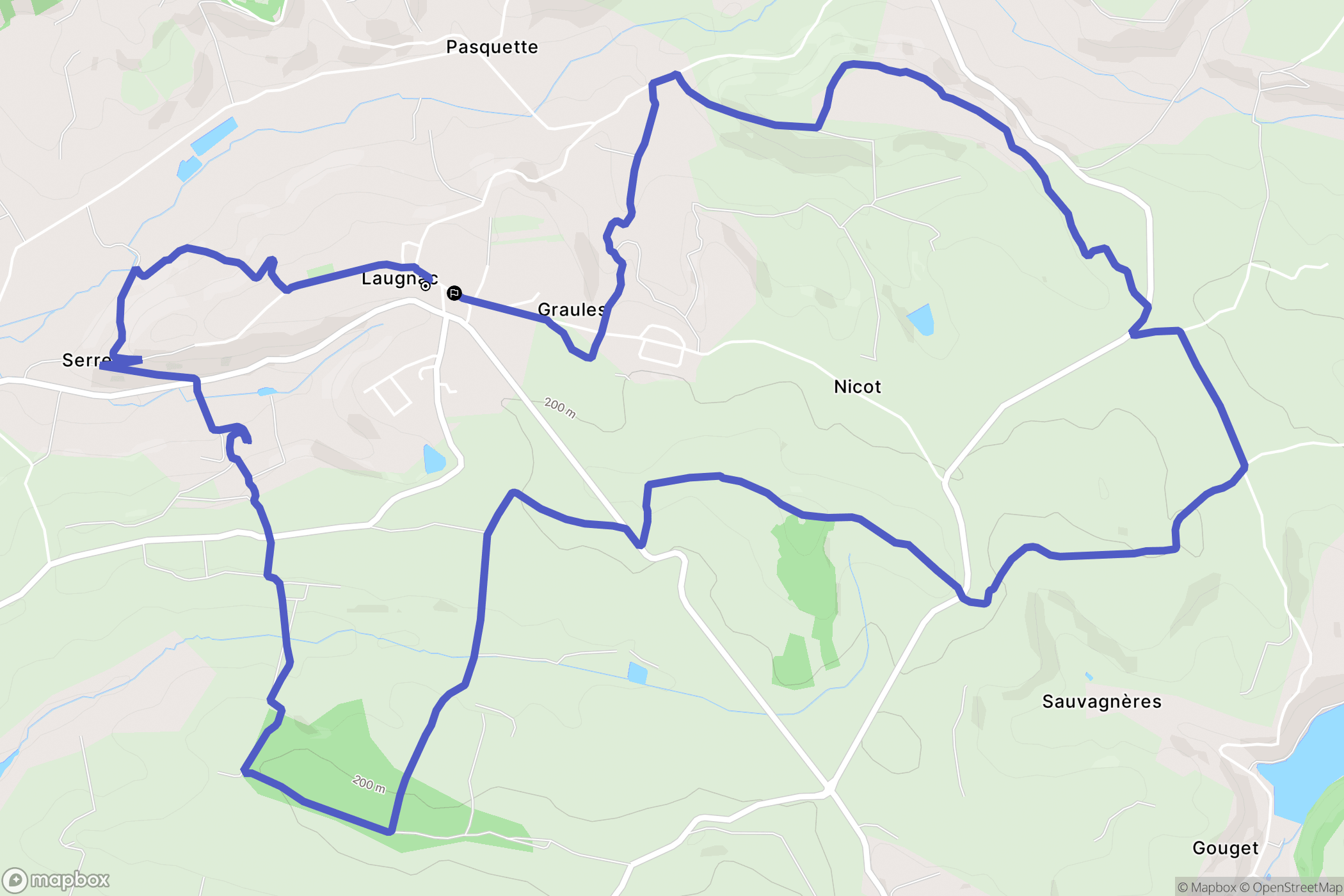 Laugnac : carte du parcours de randonnée - France