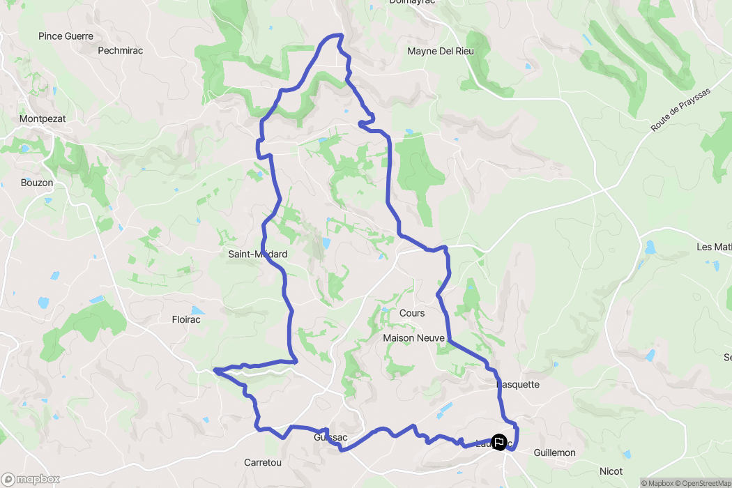 Laugnac : carte du parcours de randonnée - France