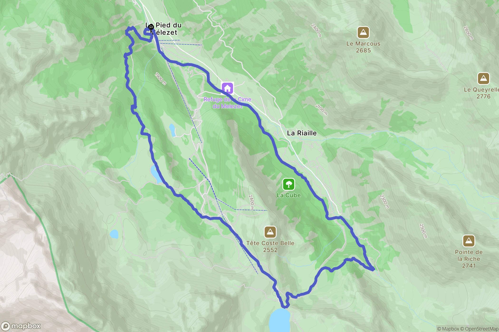 Ceillac : carte du parcours de randonnée - France