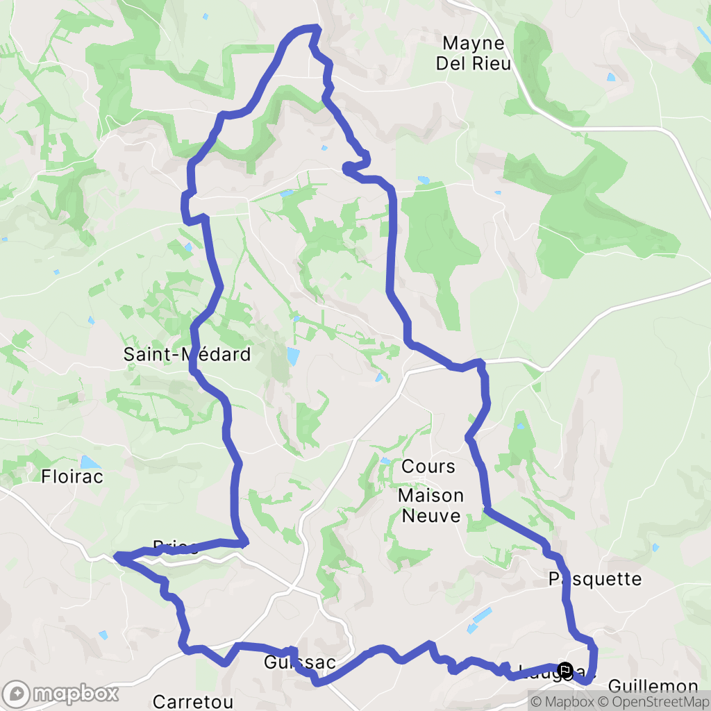 Laugnac : carte du parcours de randonnée - France
