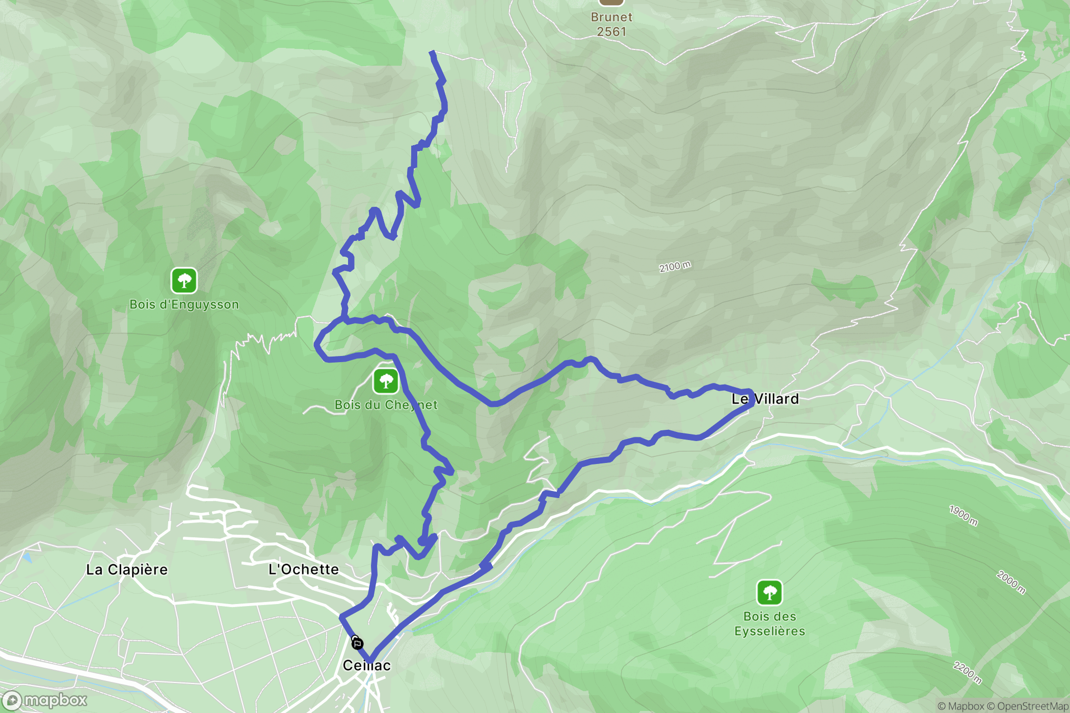 Ceillac : carte du parcours de randonnée - France