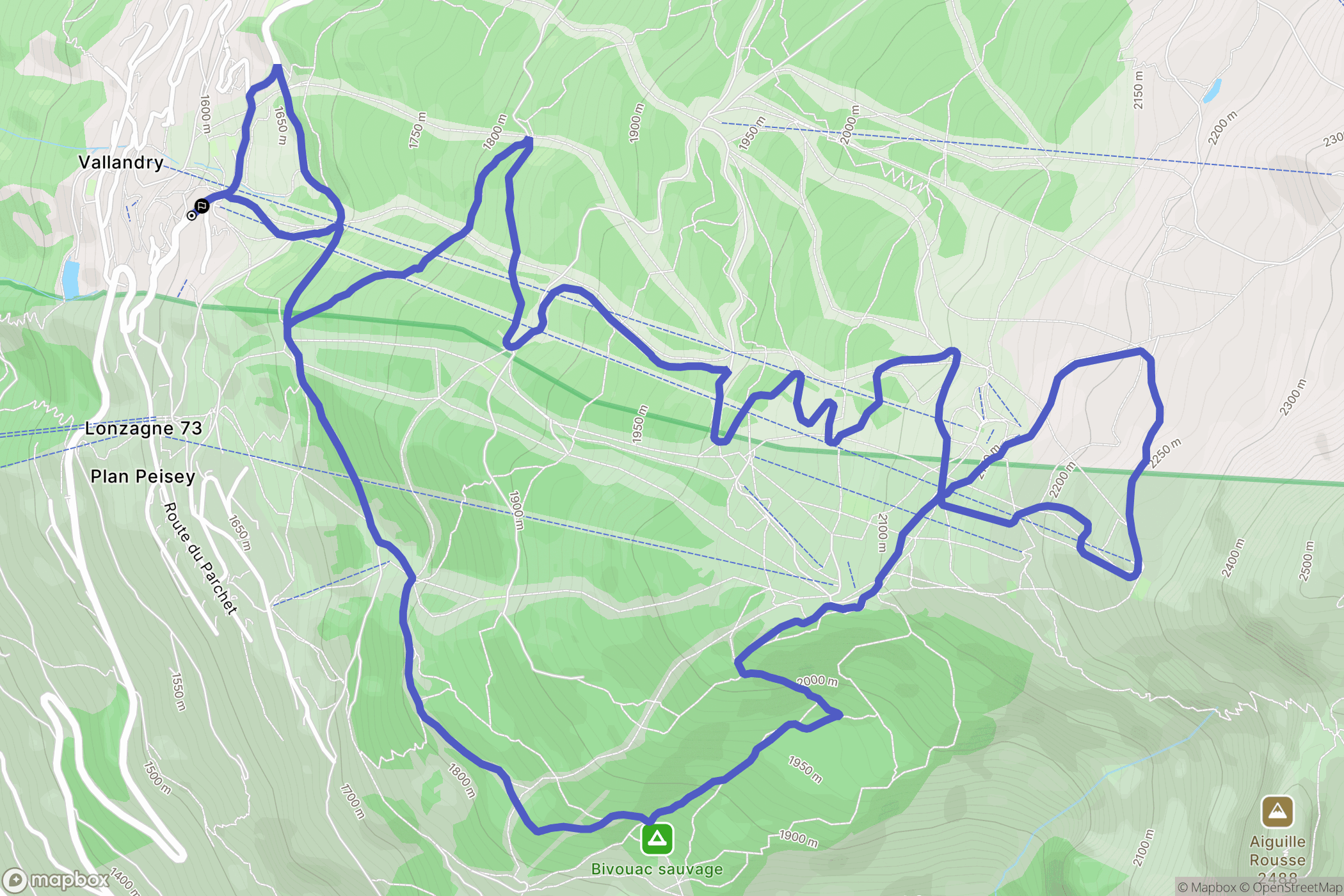 Landry : carte du parcours de randonnée - France