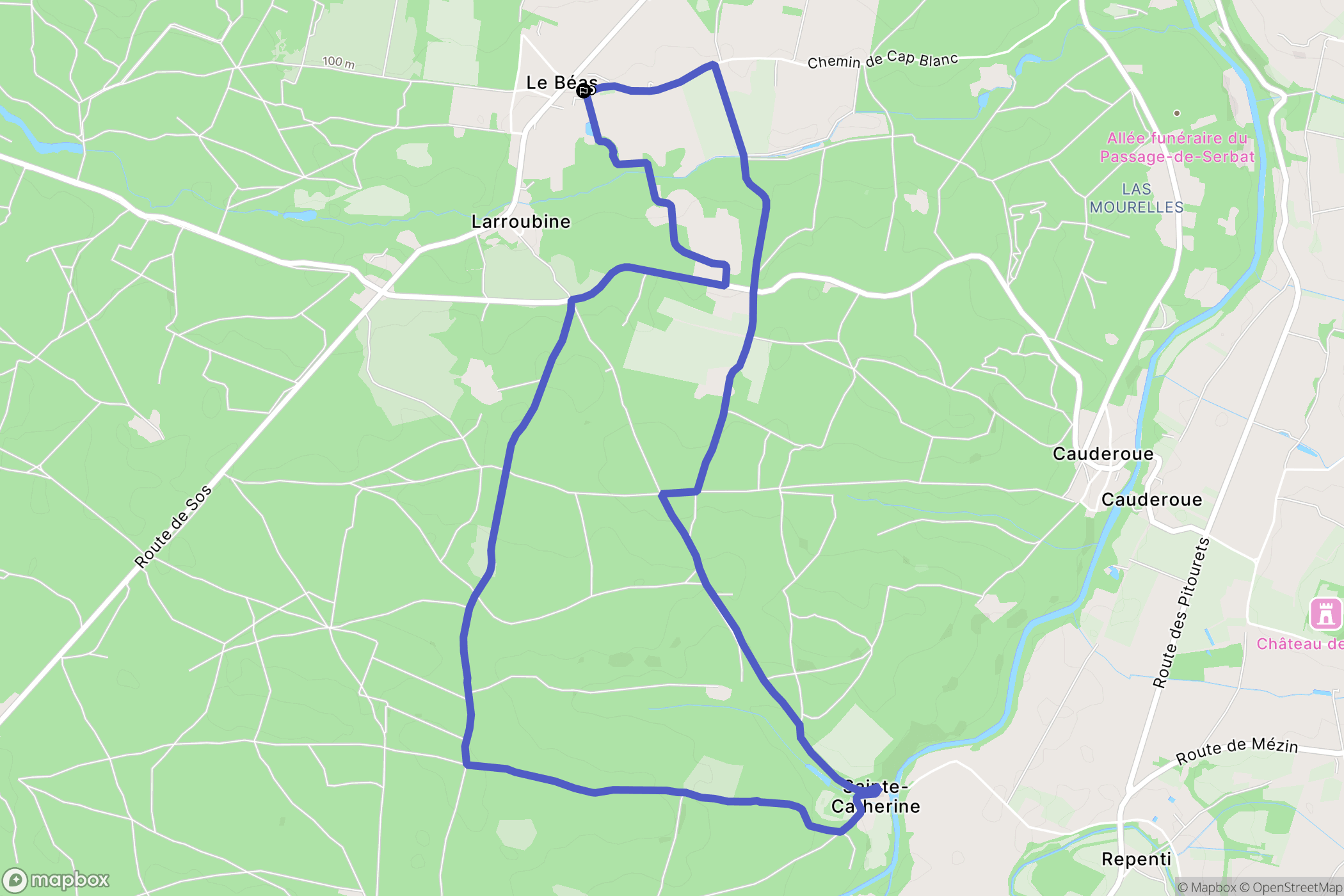 le Béas : carte du parcours de randonnée - France