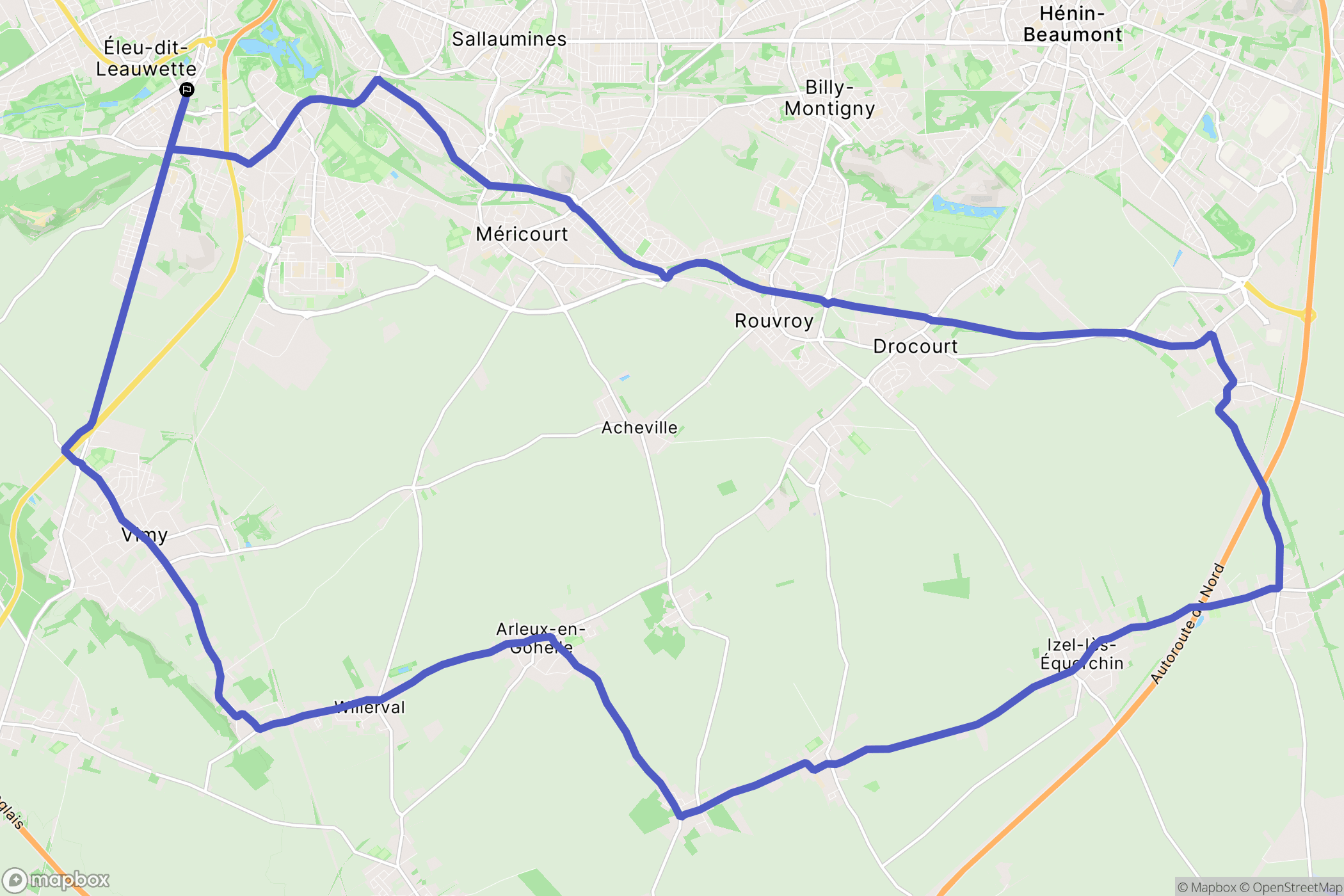 Éleu-Dit-Leauwette : carte du parcours de randonnée - France
