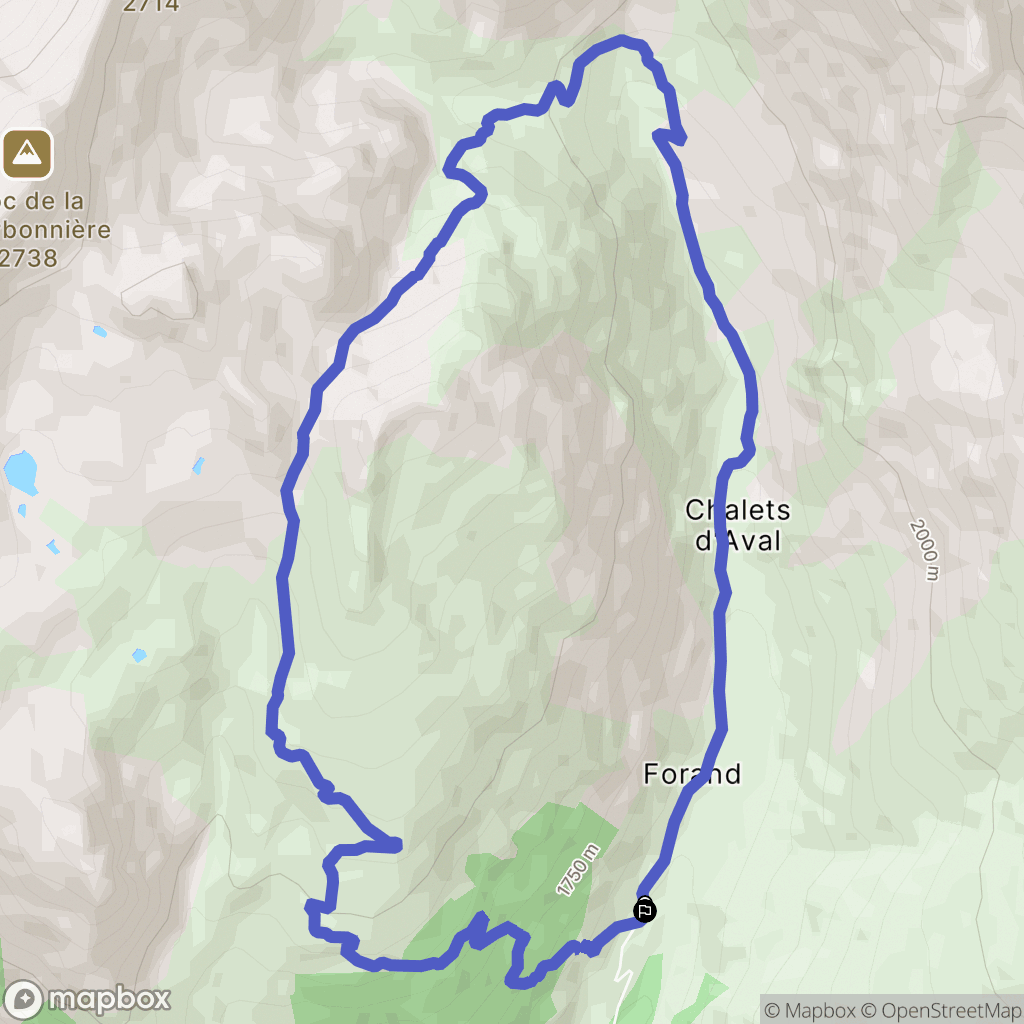 La Plagne-Tarentaise : carte du parcours de randonnée - France