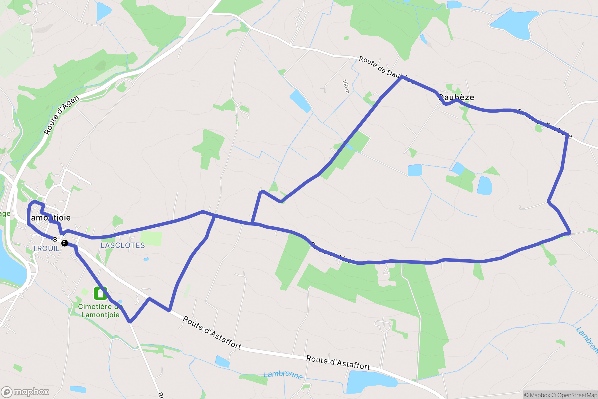 Lamontjoie : carte du parcours de randonnée - France
