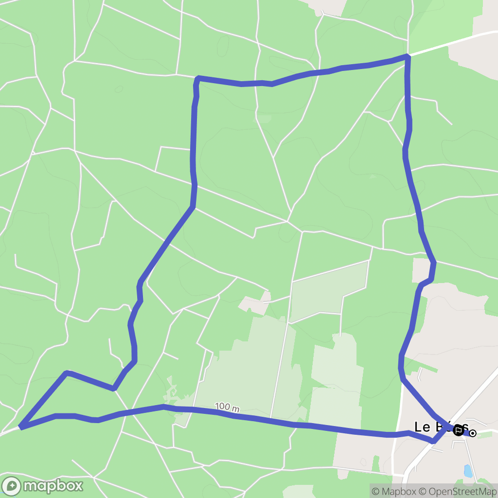 Le Béas : carte du parcours de randonnée - France
