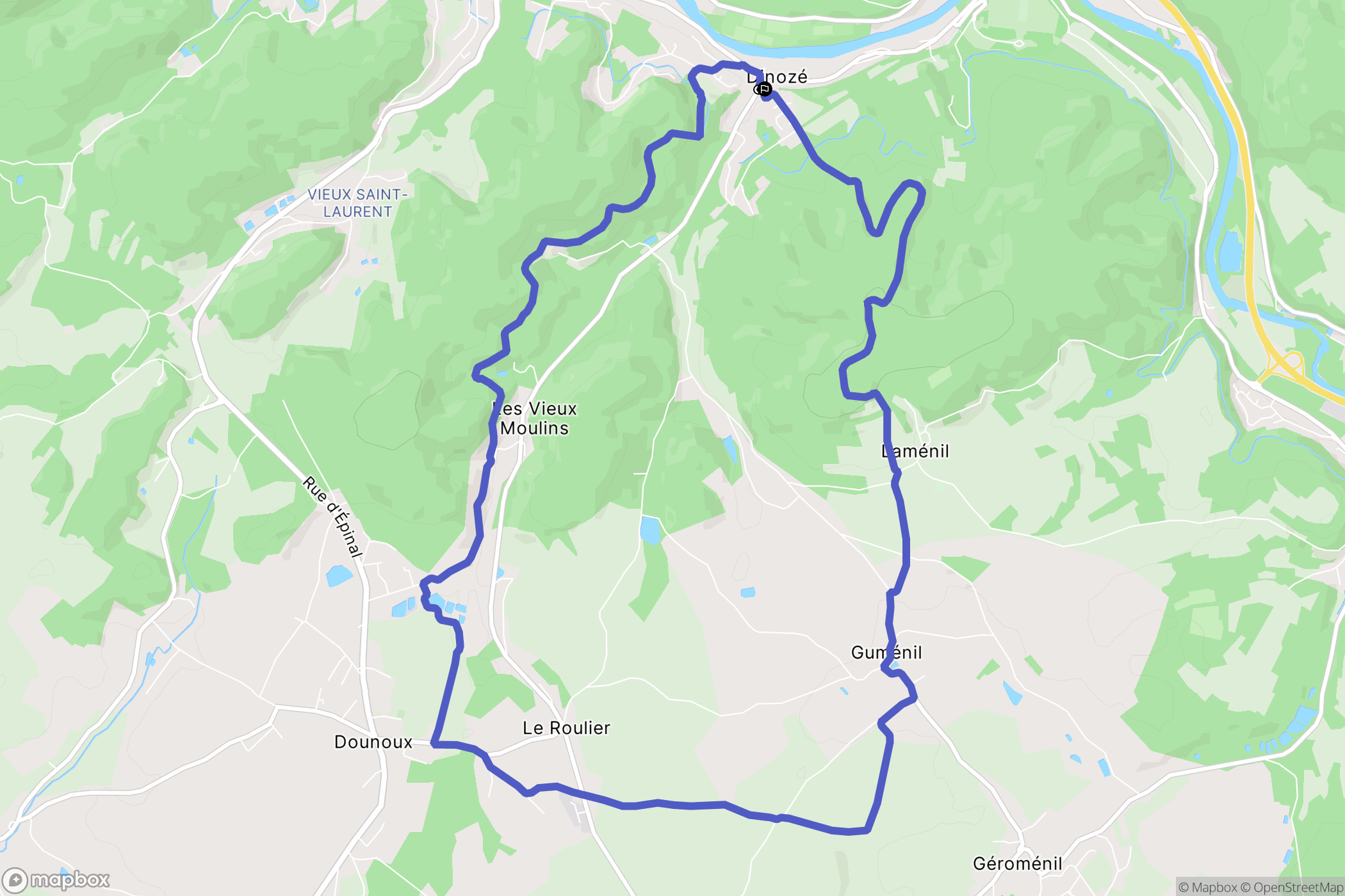 Dinozé : carte du parcours de randonnée - France