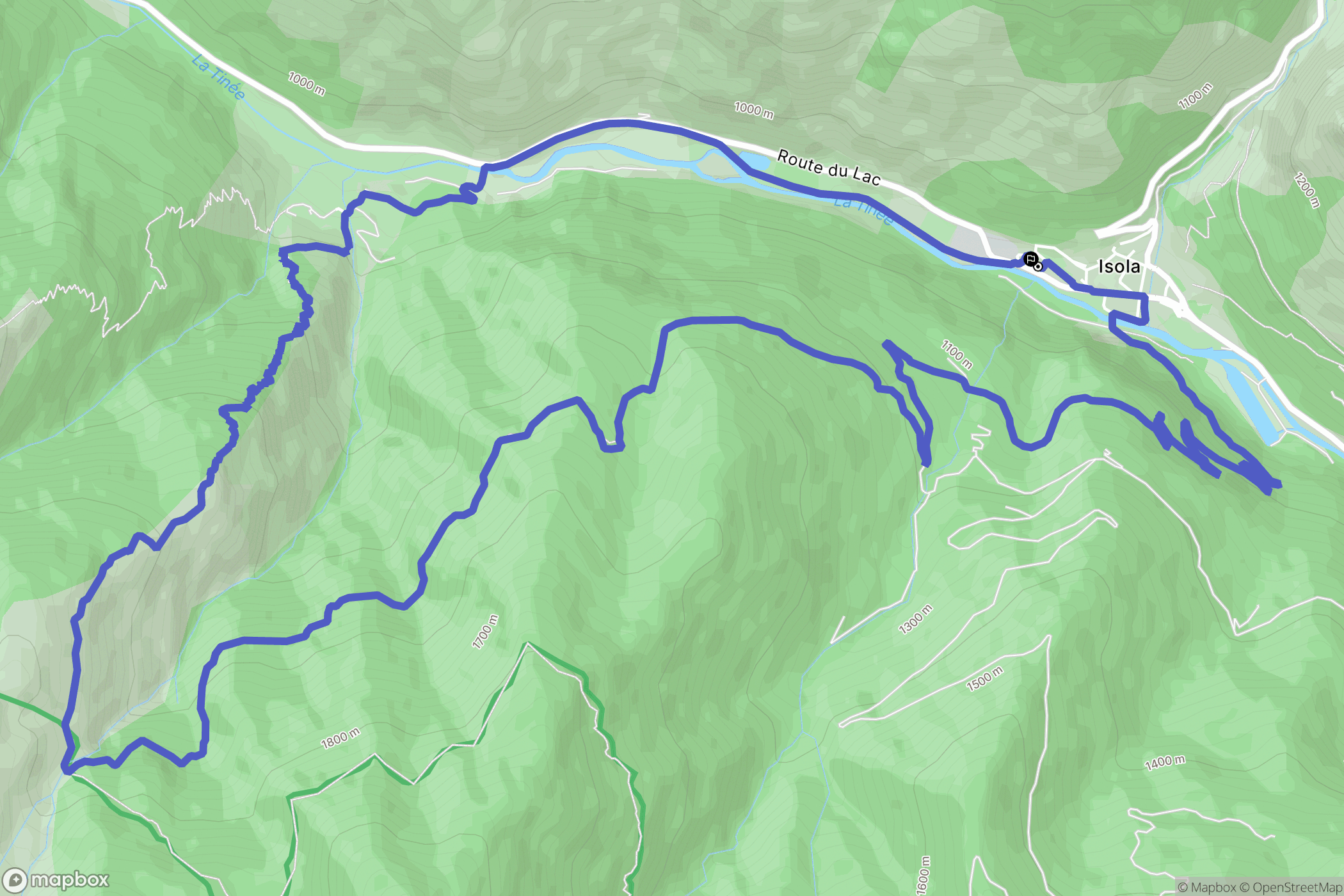 Isola : carte du parcours de randonnée - France