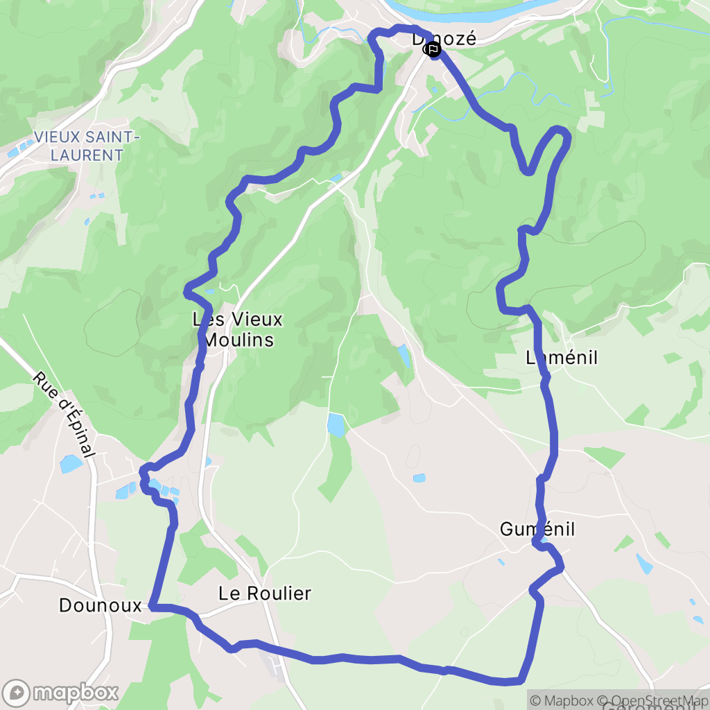 Dinozé : carte du parcours de randonnée - France