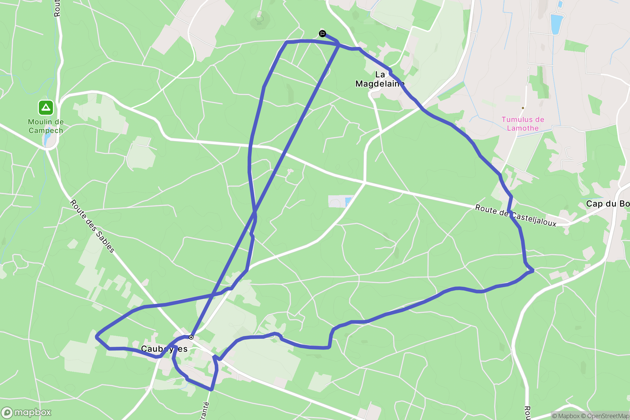 Caubeyres : carte du parcours de randonnée - France