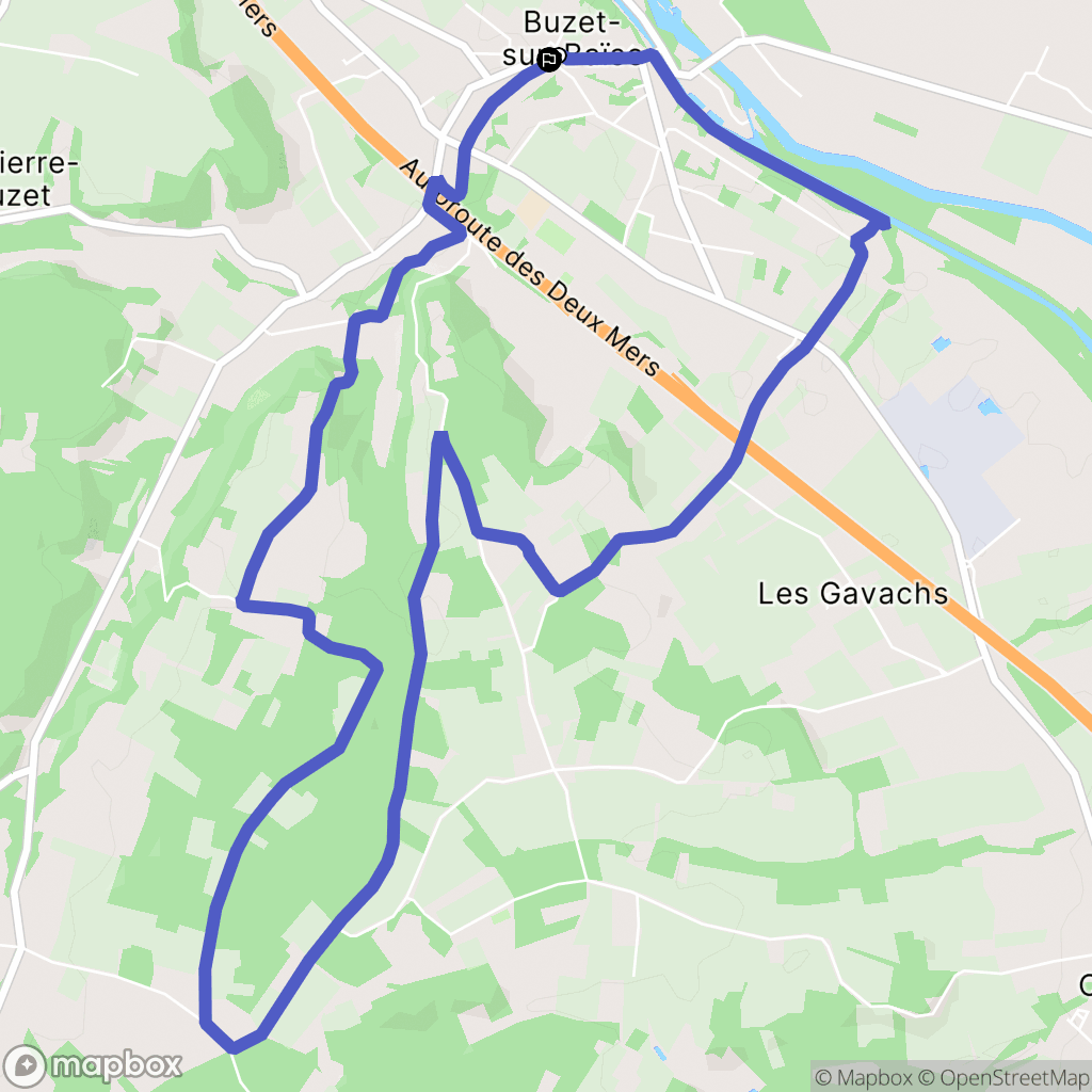 Buzet-sur-Baïse : carte du parcours de randonnée - France