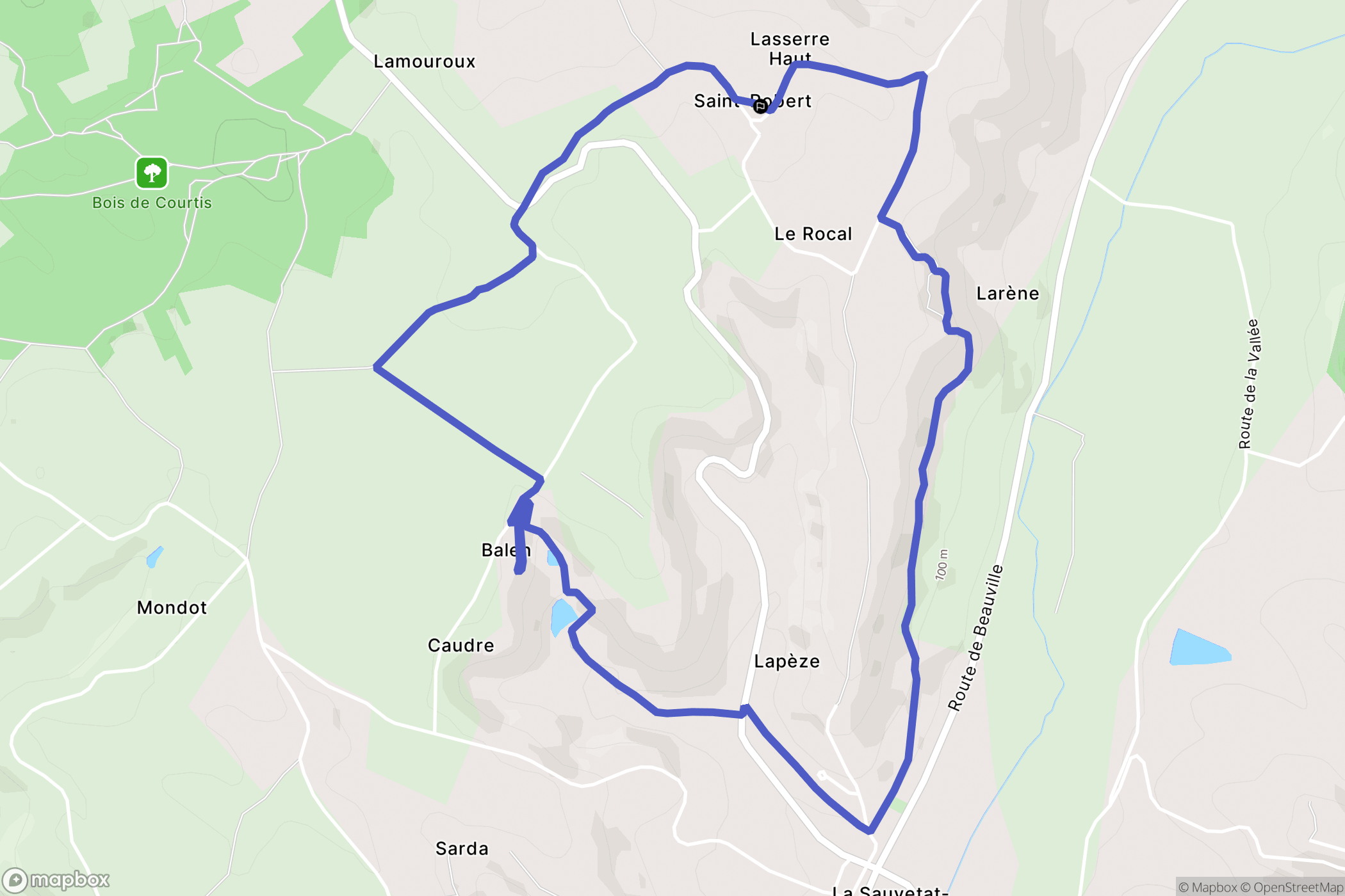 Saint-Robert : carte du parcours de randonnée - France