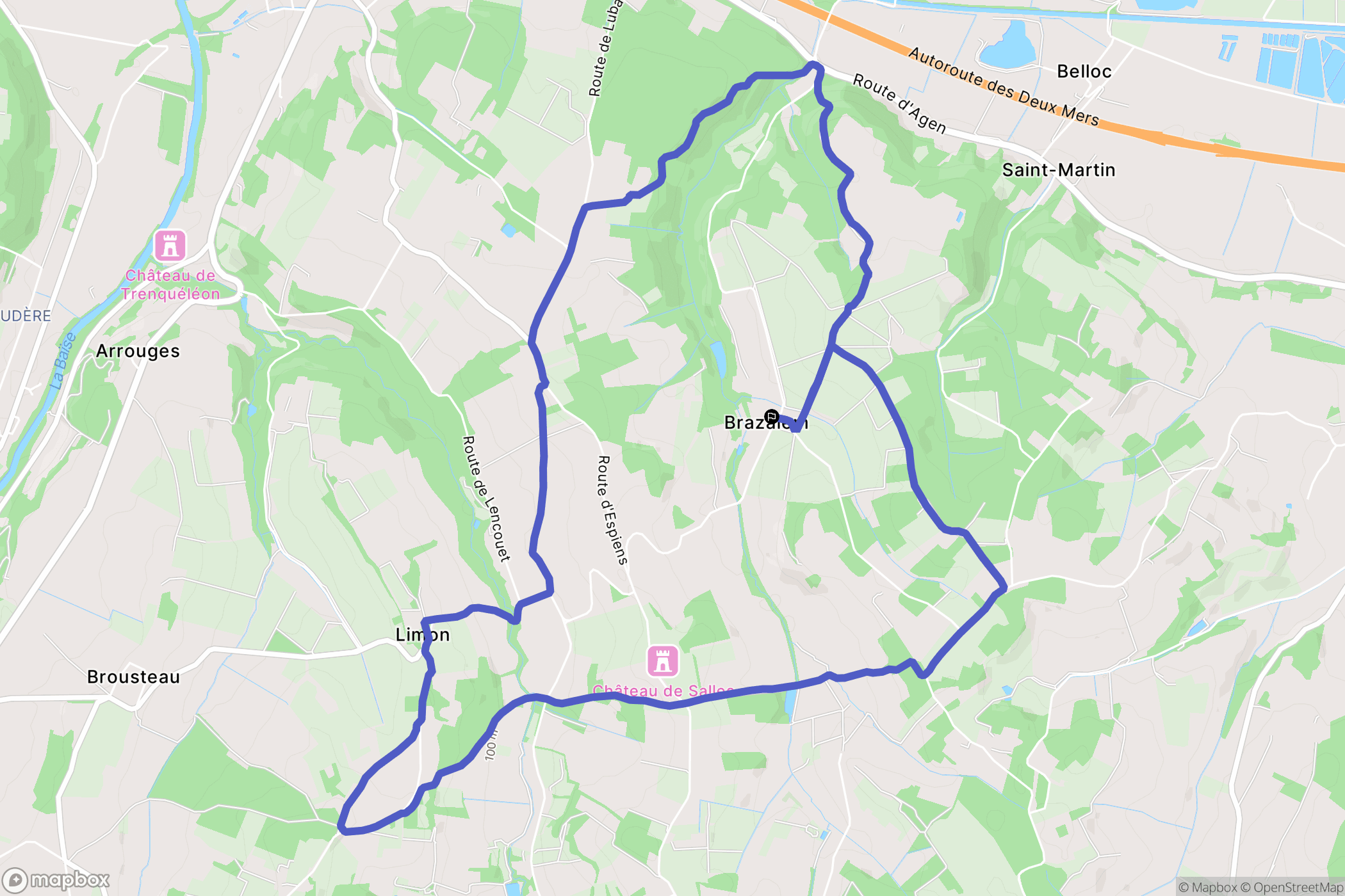 Bruch : carte du parcours de randonnée - France