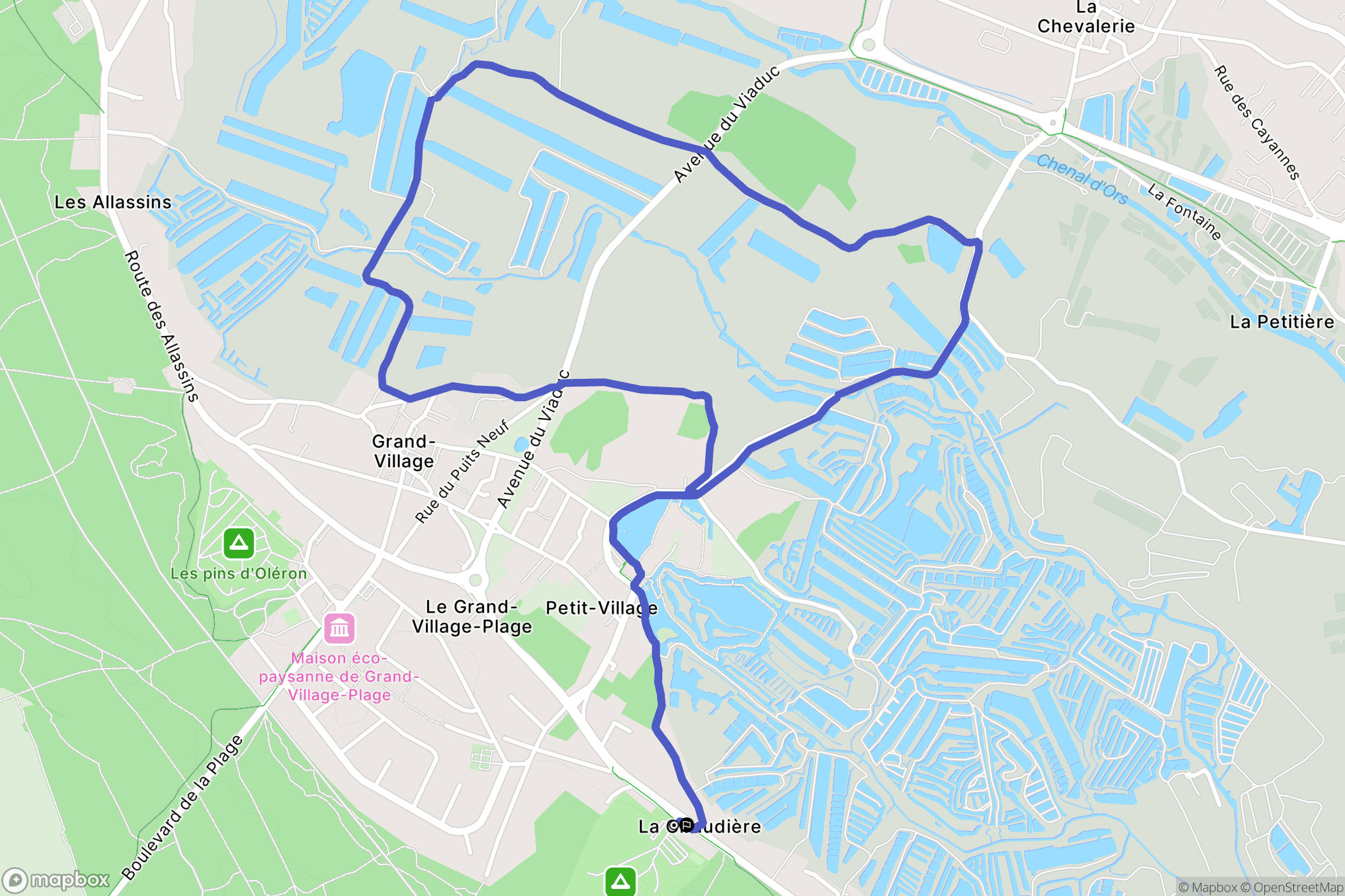 Ile d'Oléron : carte du parcours de randonnée - France