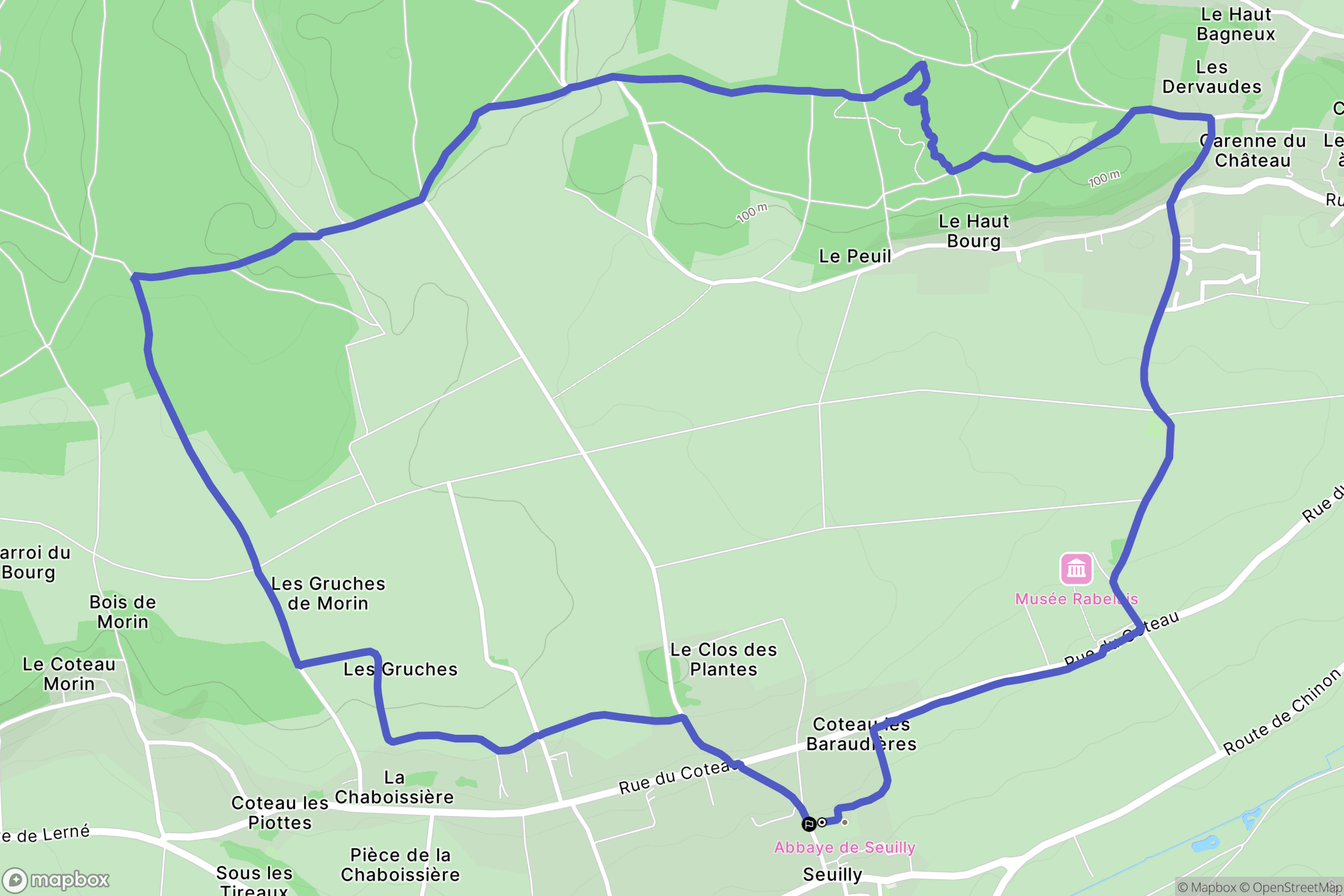 Seuilly : carte du parcours de randonnée - France