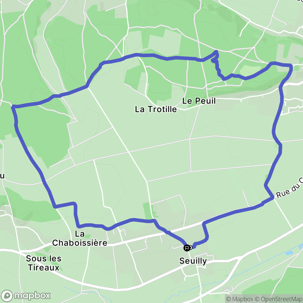 Seuilly : carte du parcours de randonnée - France