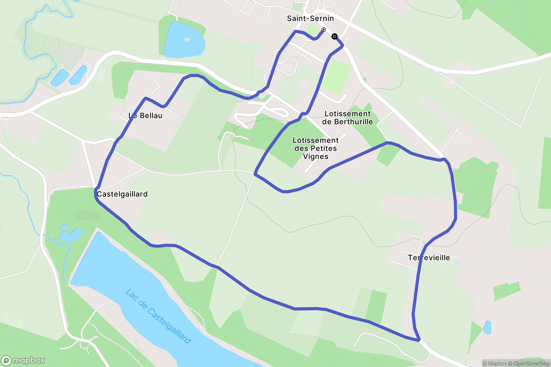 Saint-Sernin-de-Duras : carte du parcours de randonnée - France