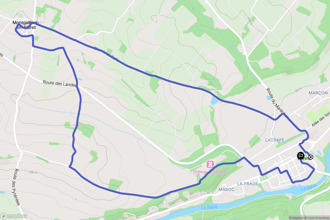 Montgaillard (Vianne) : carte du parcours de randonnée - France