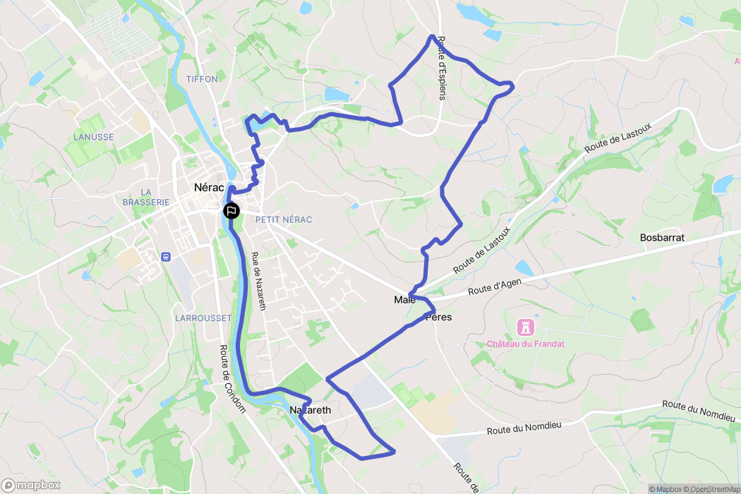 Nérac : carte du parcours de randonnée - France