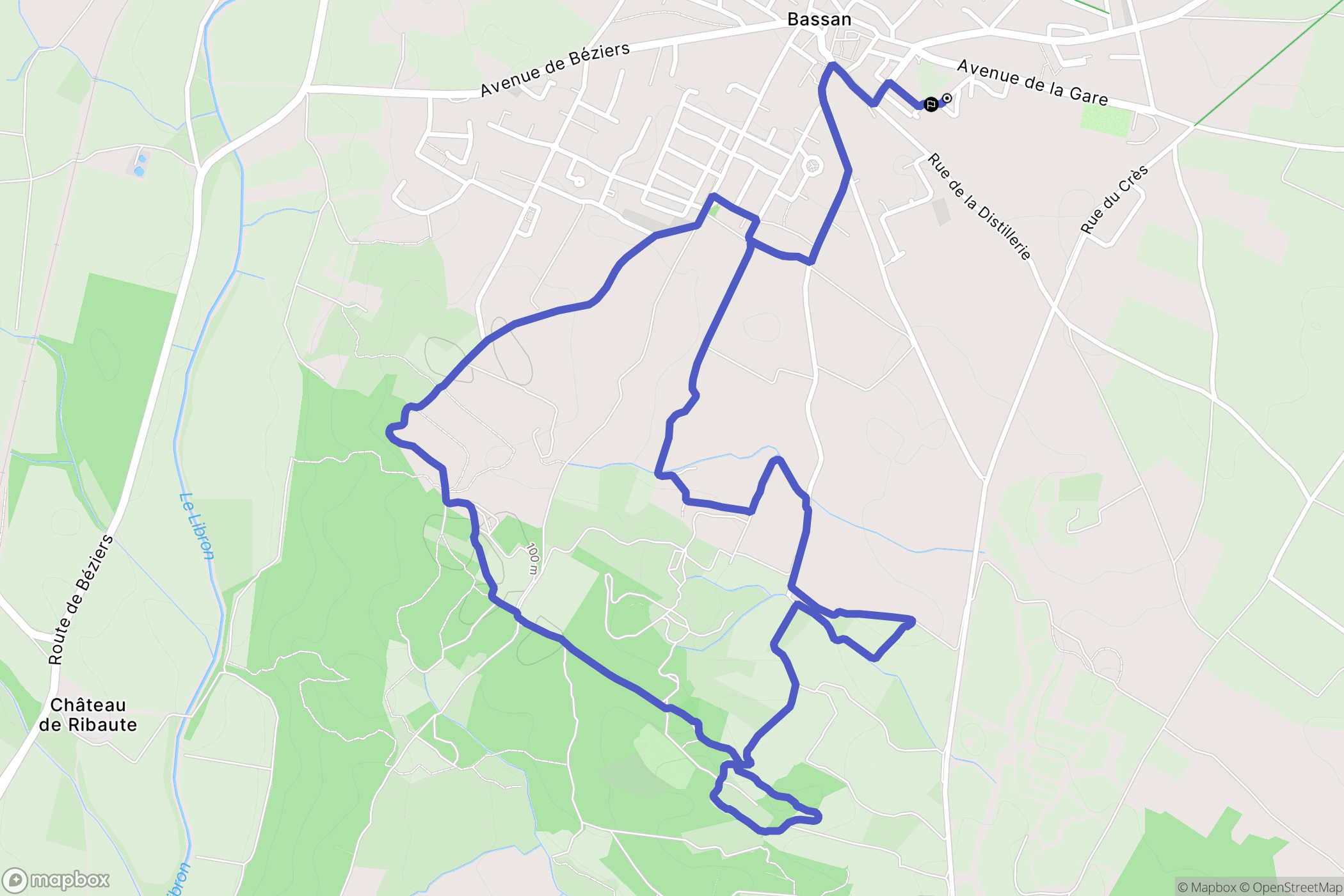 Bassan : carte du parcours de randonnée - France