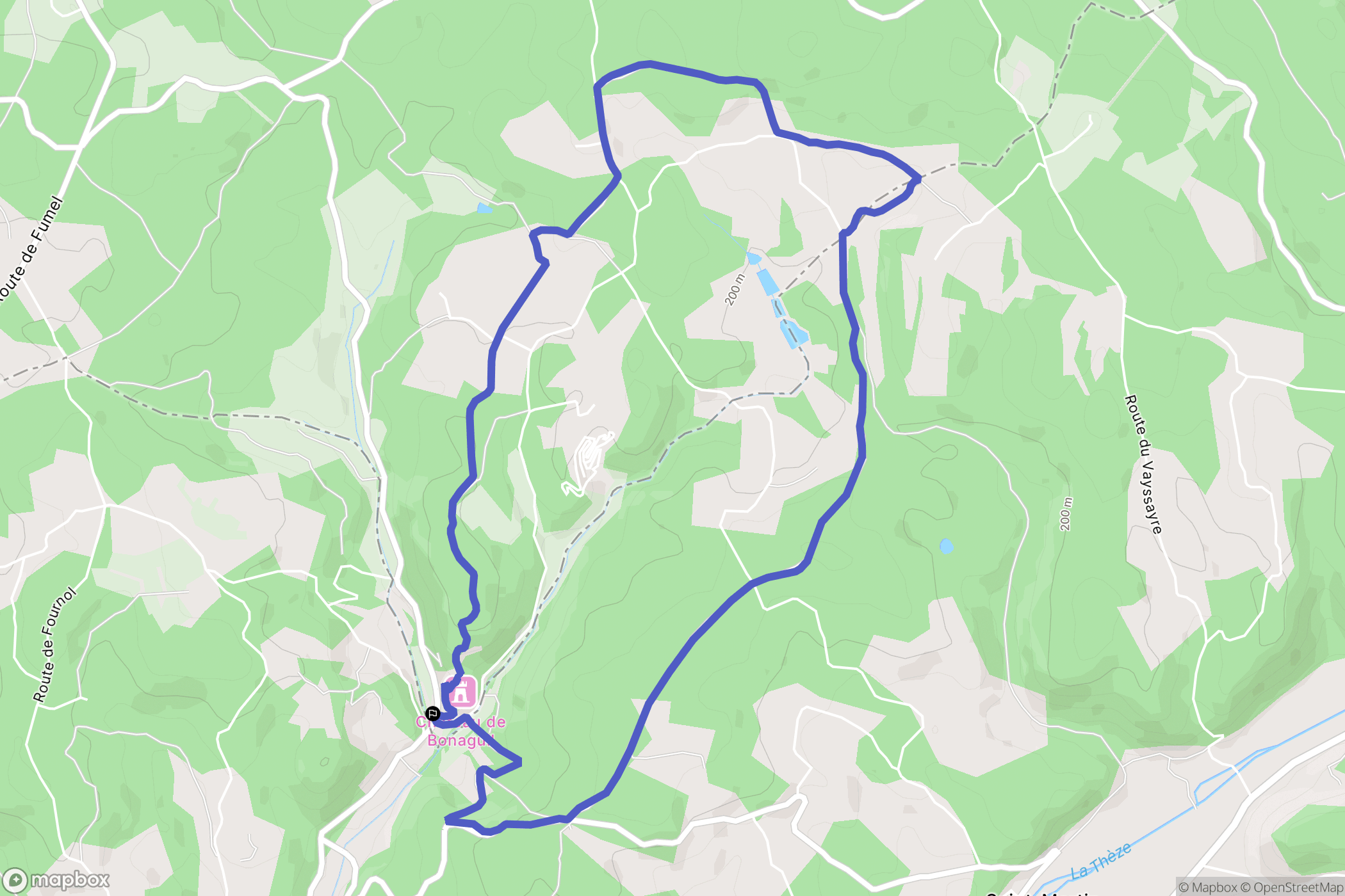 Bonaguil : carte du parcours de randonnée - France