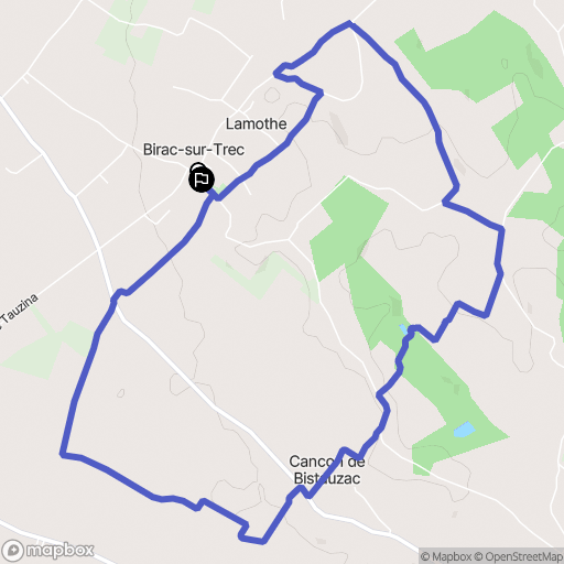 BIrac-sur-Trec : carte du parcours de randonnée - France
