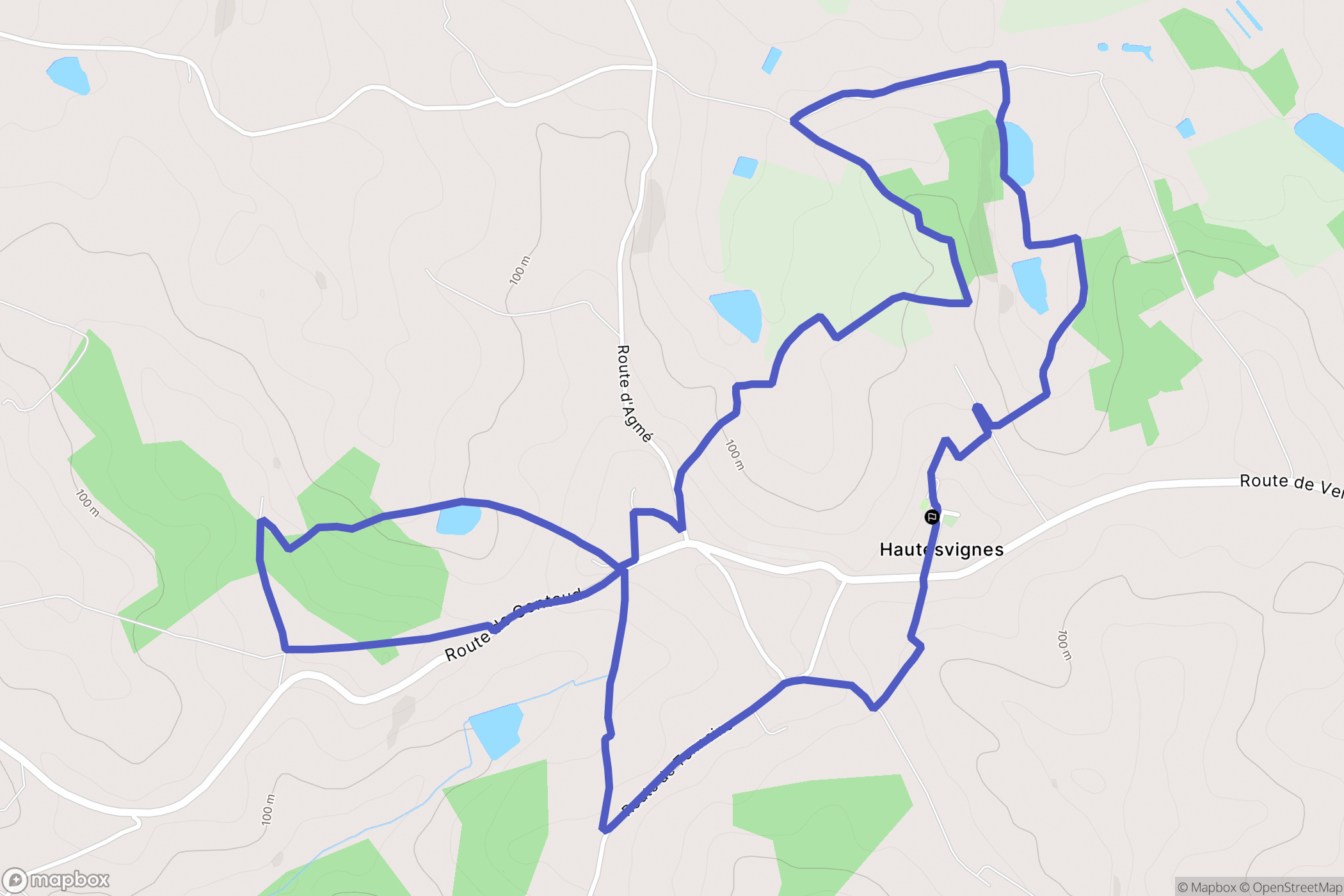 Hautesvignes : carte du parcours de randonnée - France