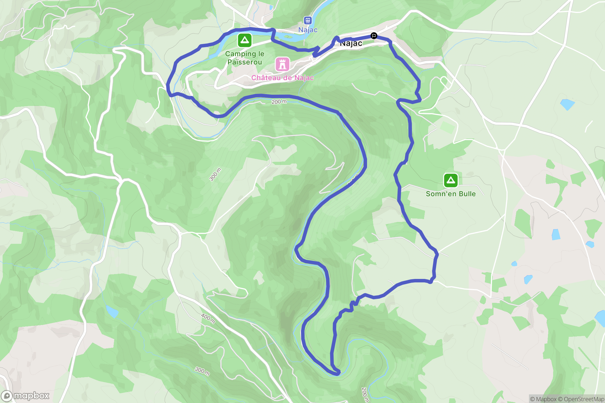 Najac : carte du parcours de randonnée - France