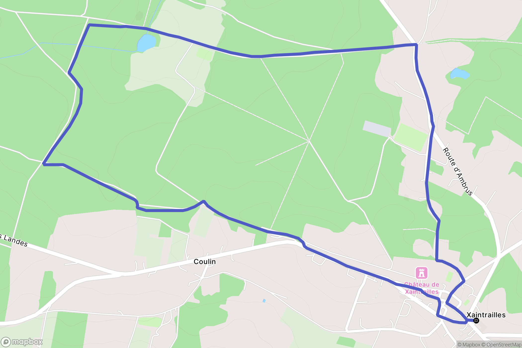 Xaintrailles : carte du parcours de randonnée - France